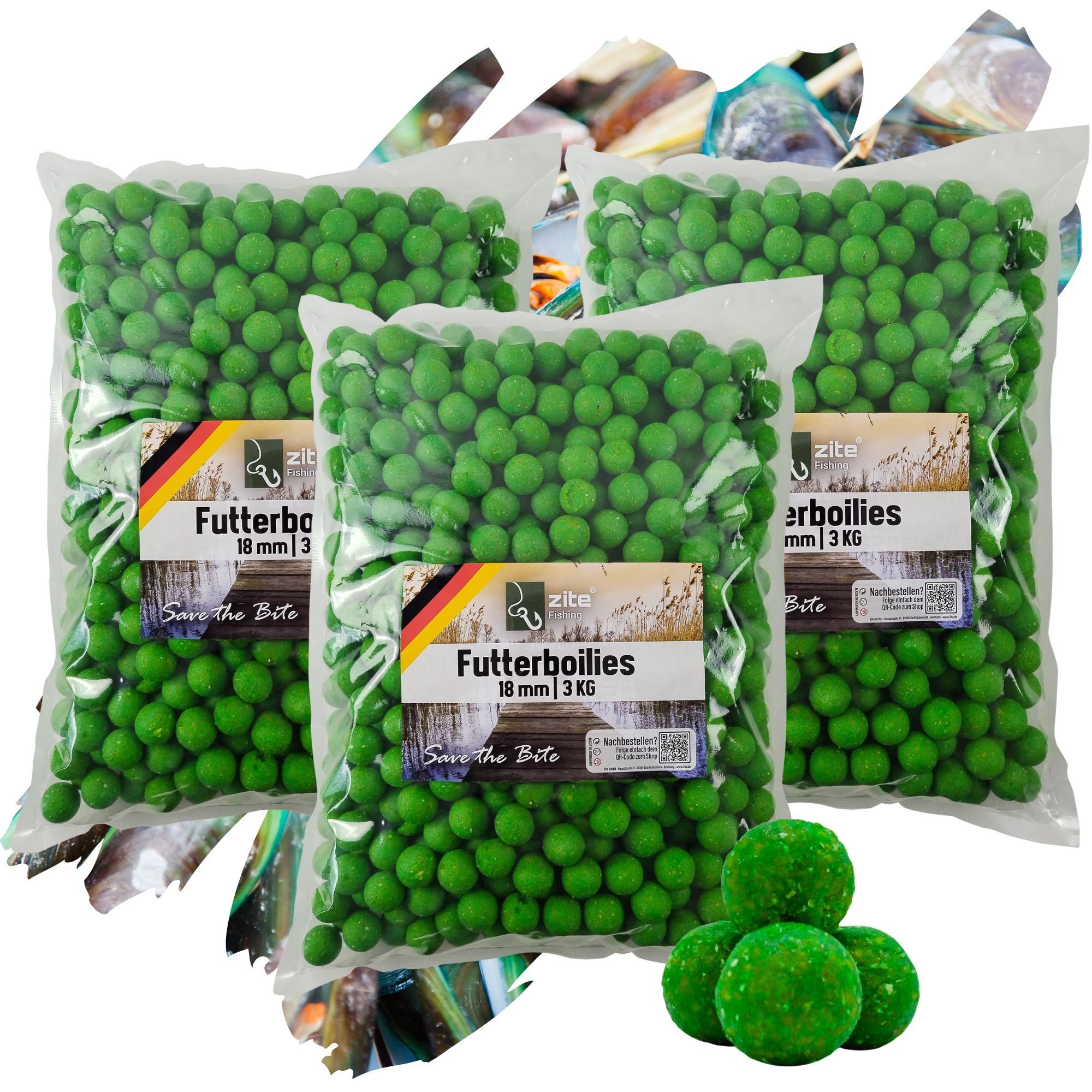 Fischlockstoff Futter-Boilies Karpfen-Angeln 18mm - Verschiedene Aromen - 3x3kg