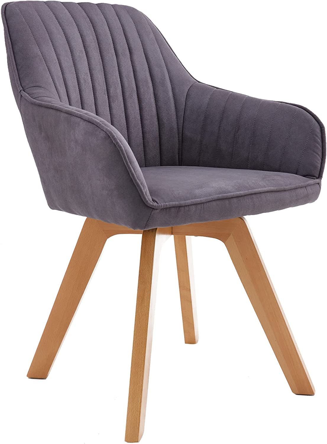 LebensWohnArt Stuhl Moderner Drehstuhl NOVO used-anthra Buchenholz Beine Armlehnen. € 149,90