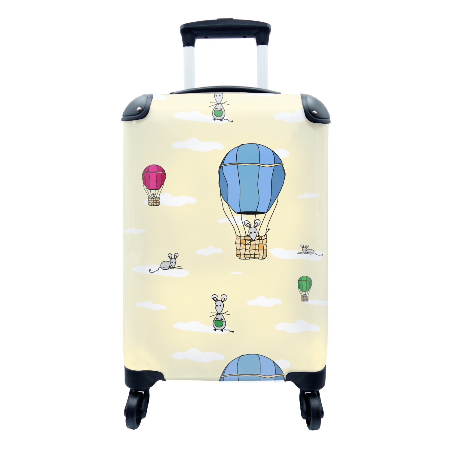 MuchoWow Handgepäckkoffer Muster - Maus - Luftballon, 4 Rollen, Reisetasche mit rollen, Handgepäck für Ferien, Trolley, Reisekoffer