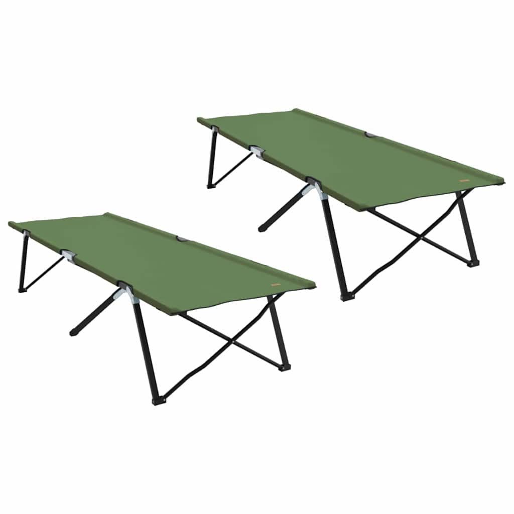 Bett Klapp Schlafbett fürs Camping 2 pcs Grün 206 x 76 x 74 cm