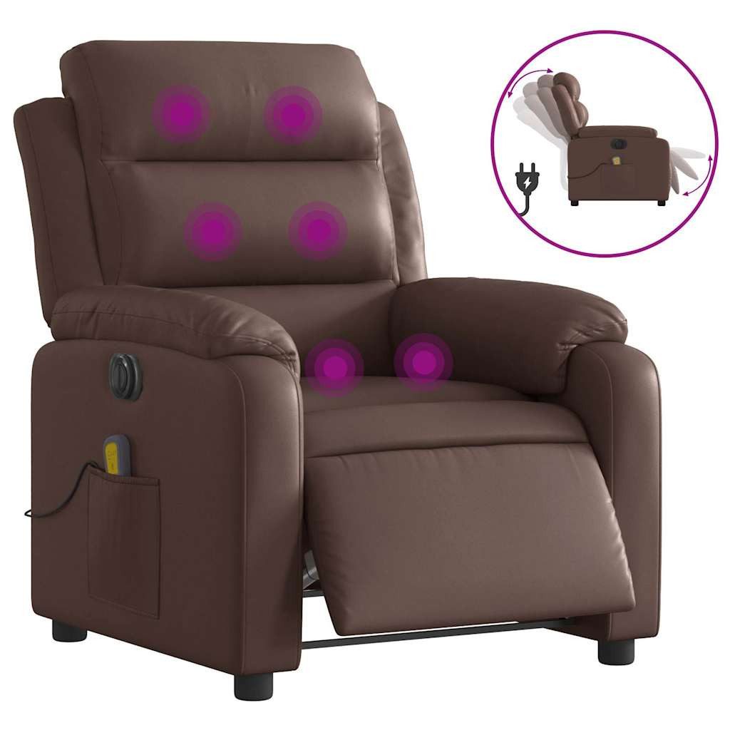 vidaXL Sessel Massagesessel Elektrisch Braun Kunstleder günstig online kaufen