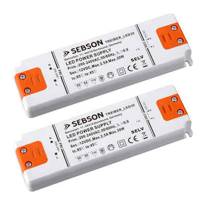 SEBSON 2x 30W LED Treiber / LED Trafo, 12V Ausgangsspannung, Netzteil für LED Trafo
