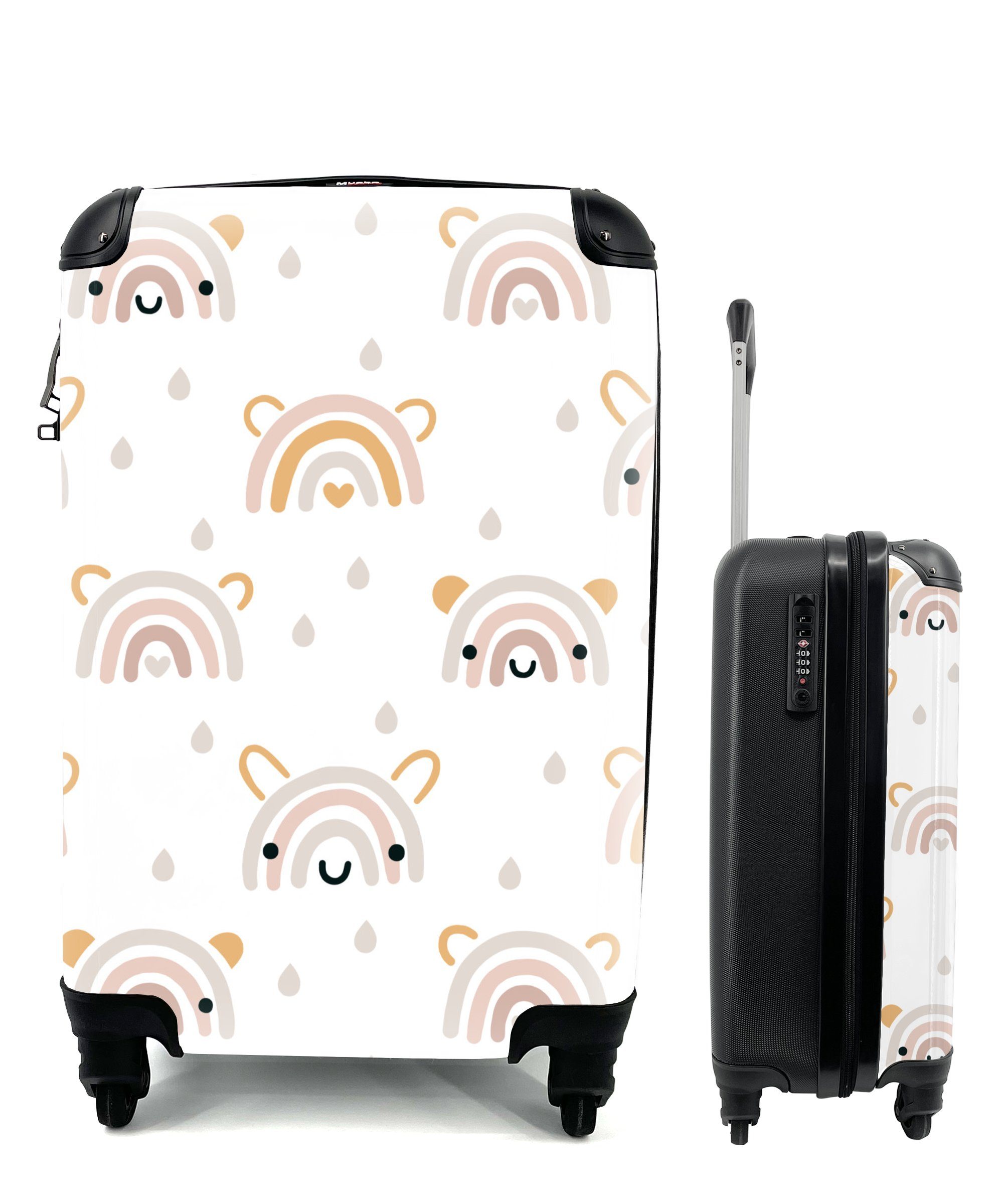 MuchoWow Handgepäckkoffer Muster - Regenbogen Reisetasche mit Handgepäck 4 rollen, Gesicht, - für Rollen, Reisekoffer Trolley, Ferien