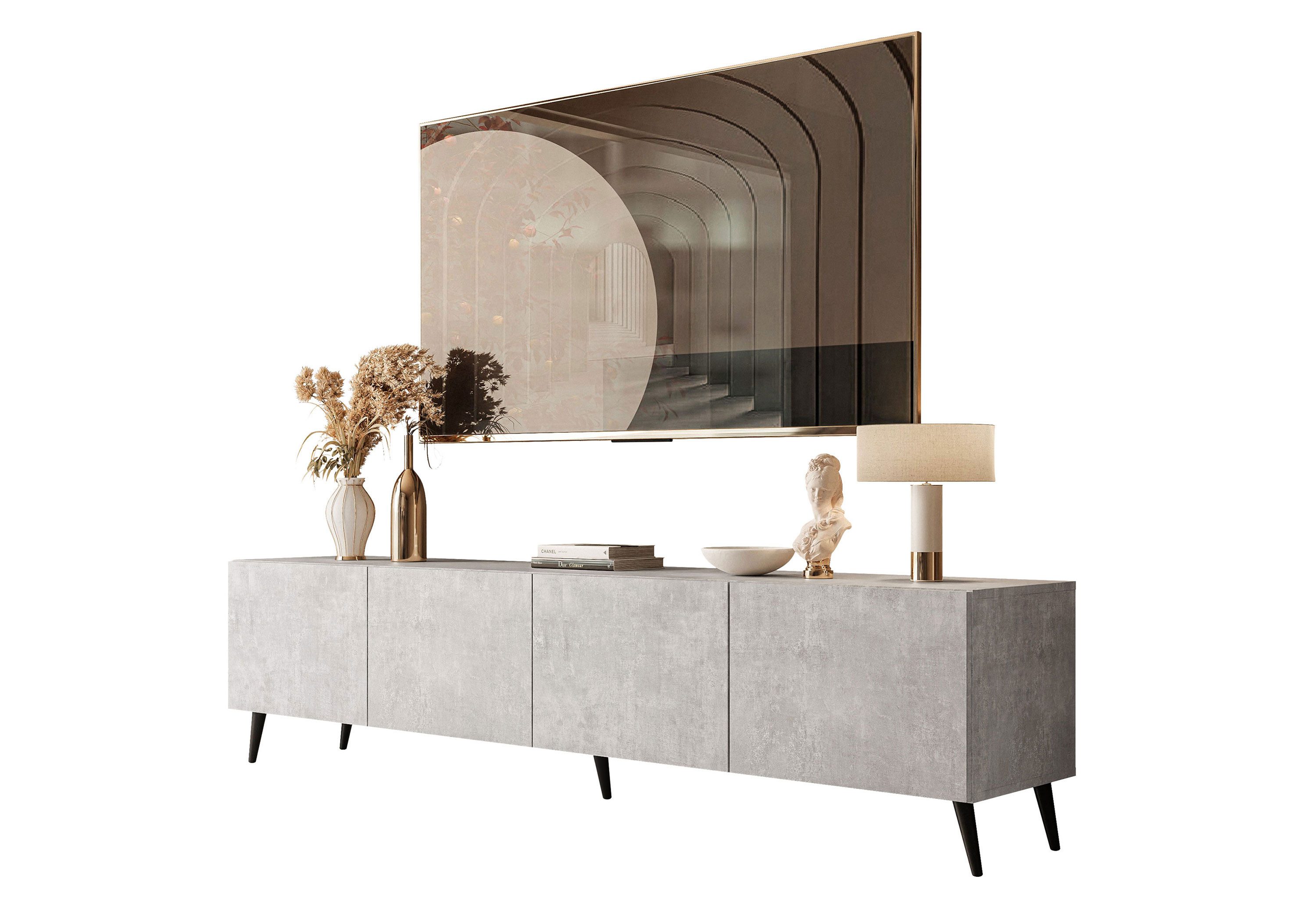 Lookway Lowboard COLGANTE BETON 200 TV-Schrank mit schrägen Beinen