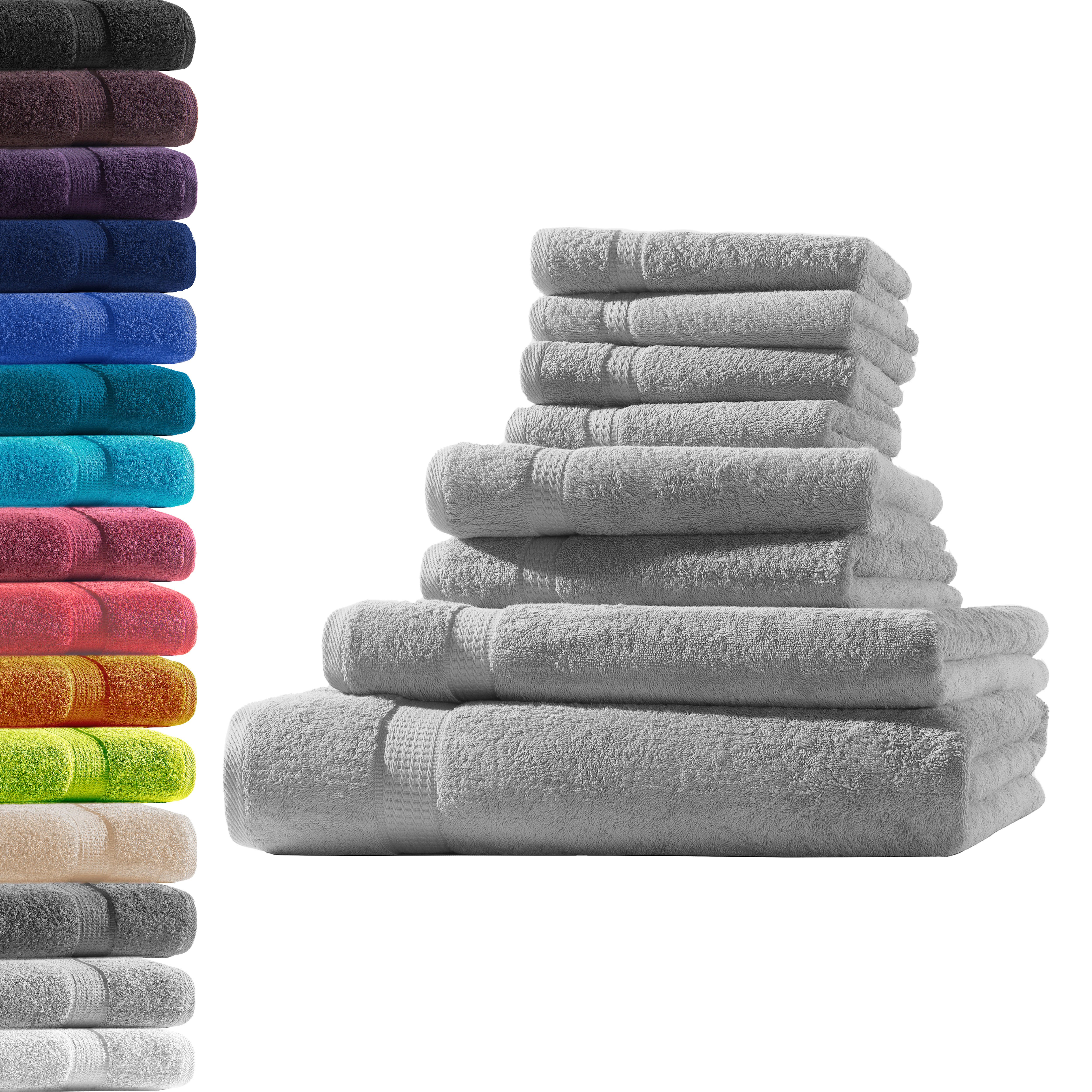 Hometex Premium Textiles Handtuch in Premium Qualität 500 g/m², Feinster Frottier-Stoff 100% Baumwolle, 1x Badetuch + 1 Duschtuch + 2 Handtuch + 4 Gästetuch, weich, saugfähig, extra schwer & flauschig