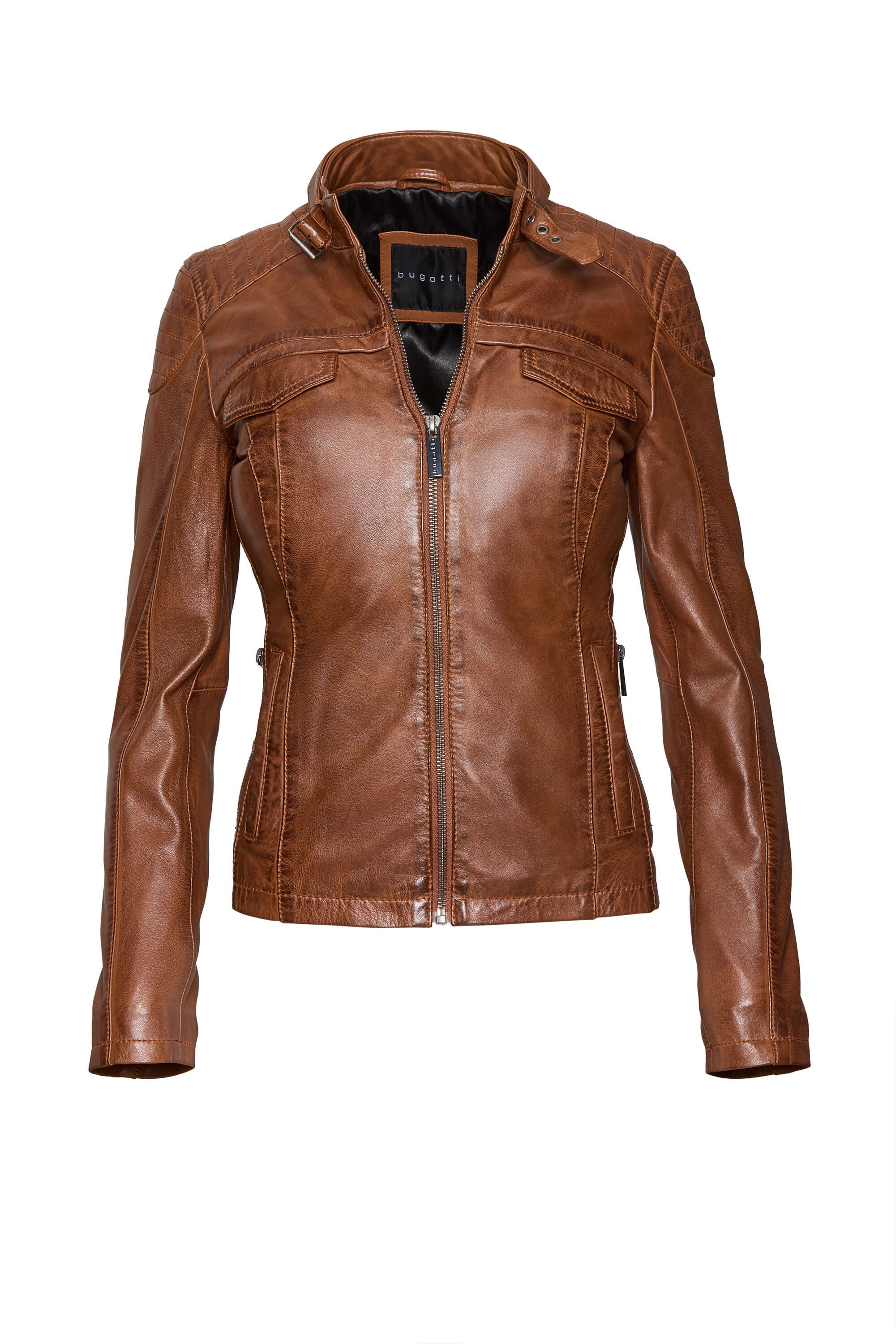 bugatti Lederjacke (1-St) Taillierter Schnitt