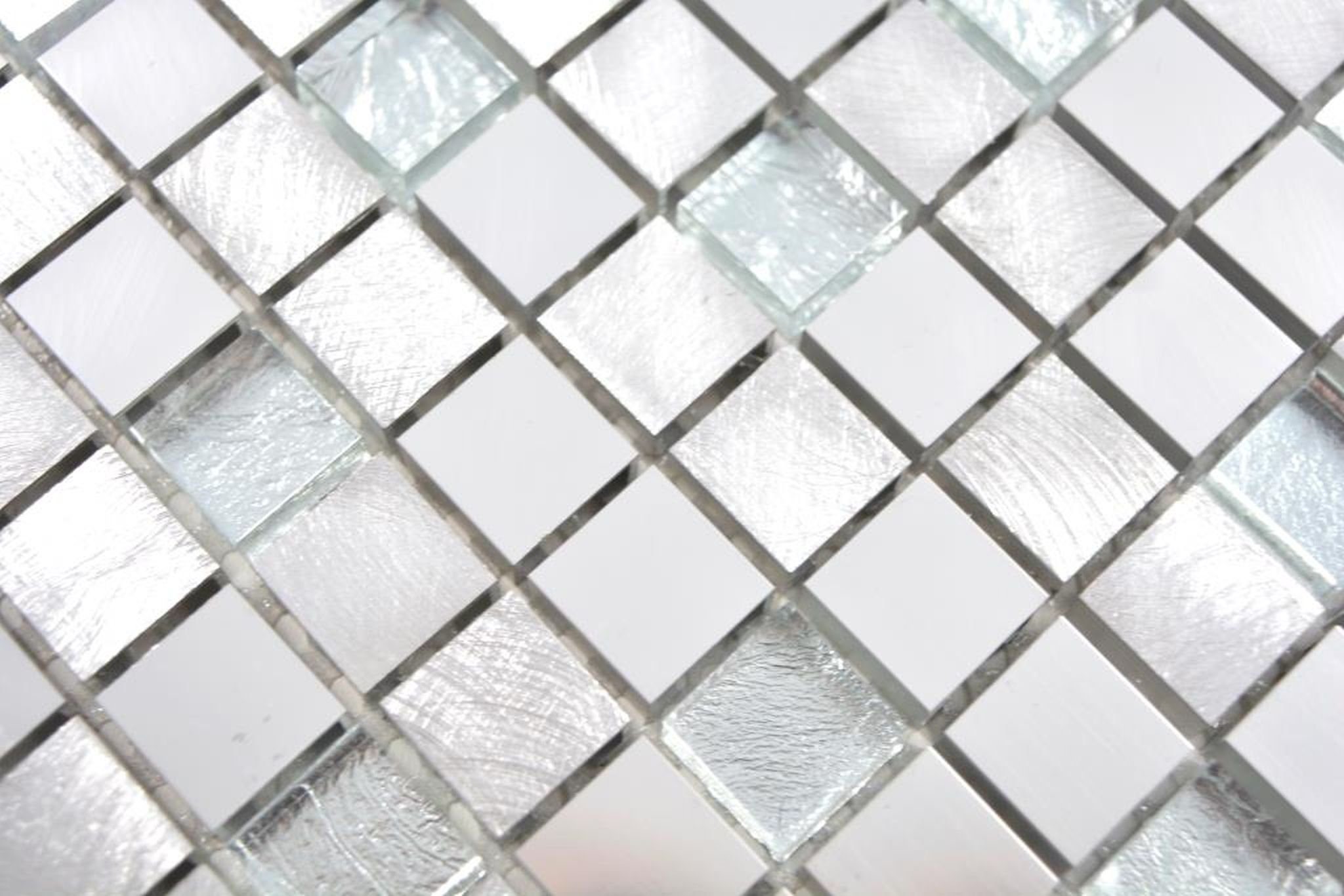 silber Glasmosaik Aluminium Fliese Mosaikfliesen Küchenrückwand Mosani Mosaik