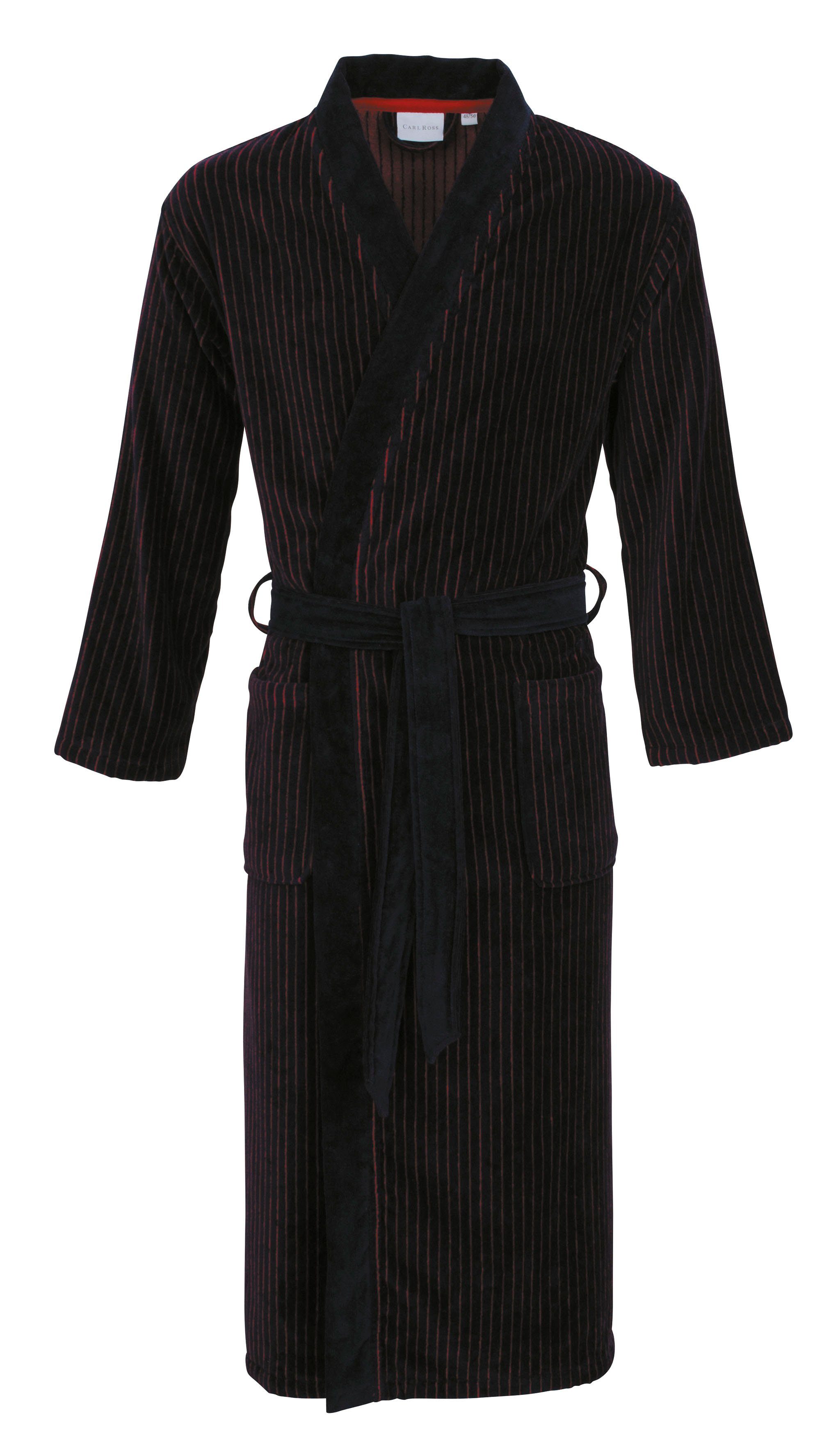 Carl Ross Herrenbademantel 582100, Langform, Velours, Kimono-Kragen, Gürtel