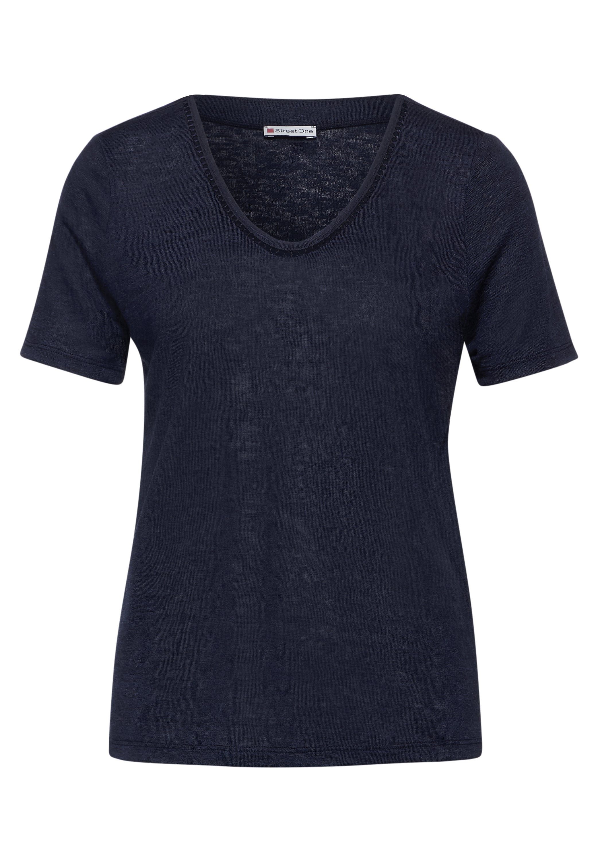 STREET ONE T-Shirt T-Shirt in Leinenoptik günstig online kaufen