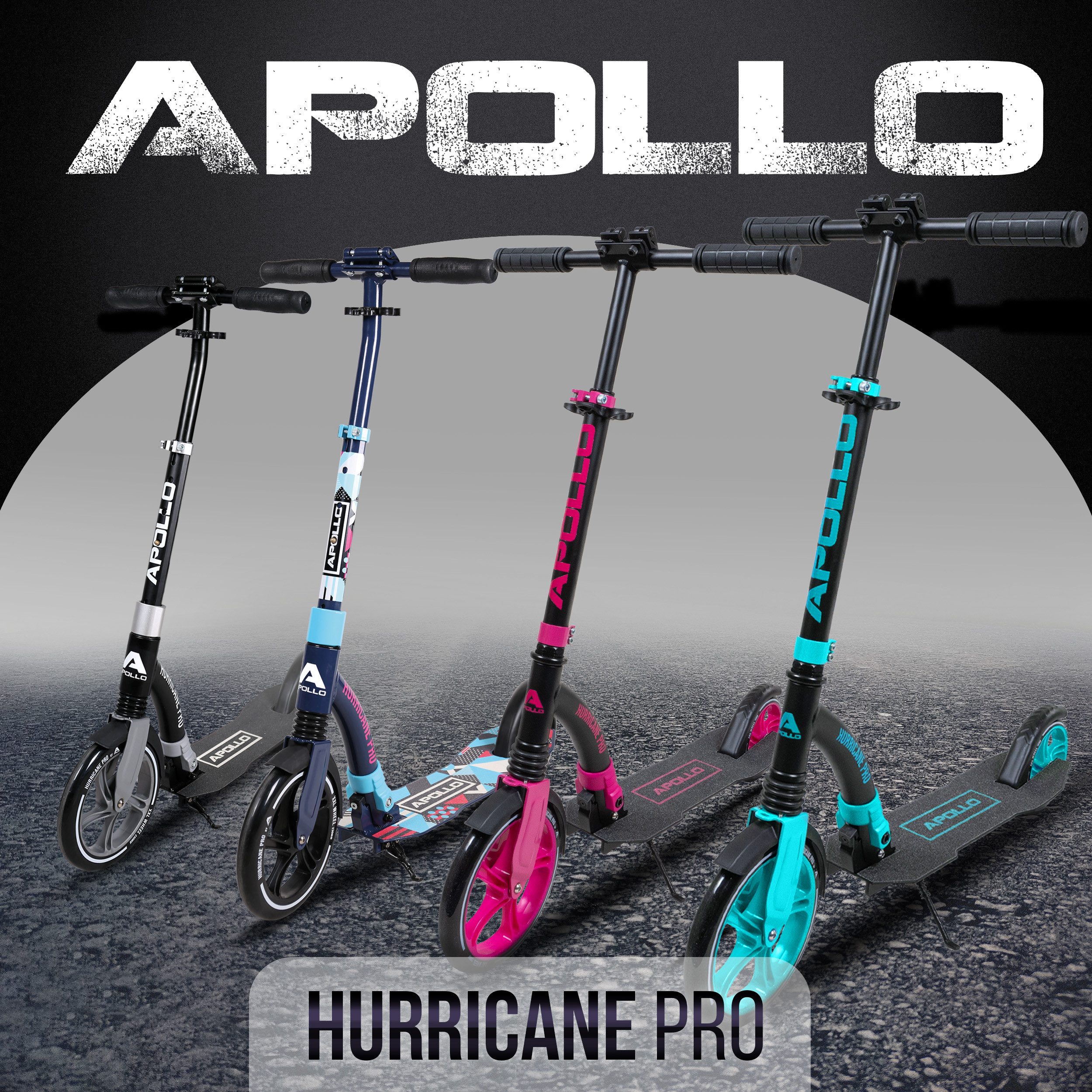 Apollo Cityroller City-Scooter Hurricane, Roller Erwachsene, Cityroller Kinder, höhenverstellbar & klappbar