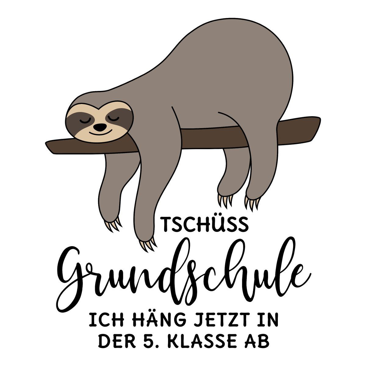 Spreadshirt Aufkleber Abschluss Tschüss Grundschule 5. Klasse Faultier Sticker Aufkleber – Bild 2 von 4