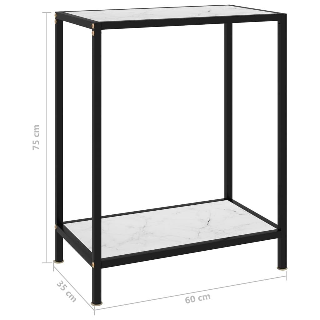 60x35x75 Konsolentisch Hartglas (1-St) Weiß Beistelltisch cm furnicato