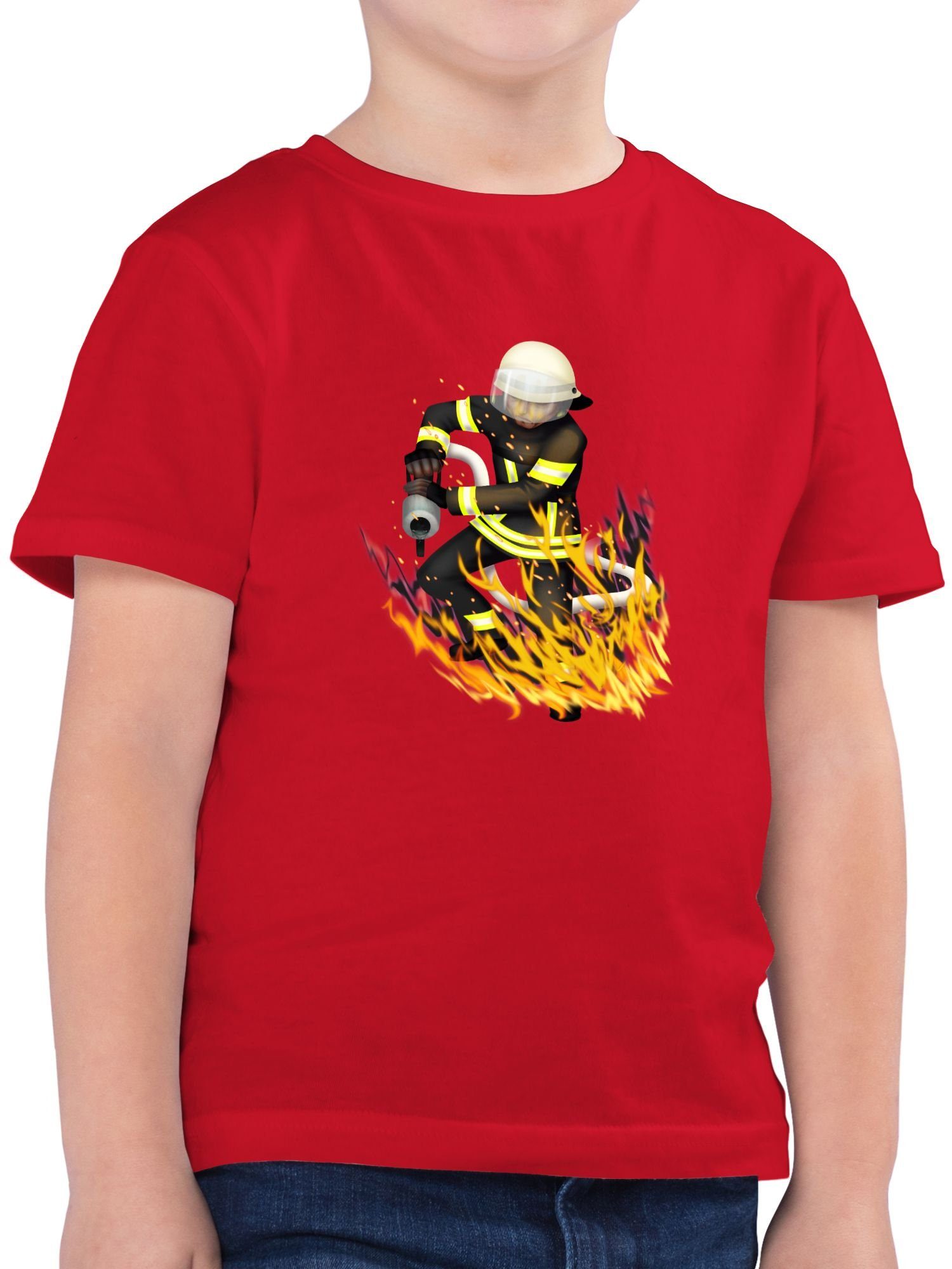 Shirtracer T-Shirt Cooler Feuerwehrmann Feuerwehr 01 Rot
