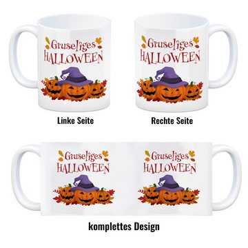 speecheese Tasse Gruseliges Halloween Kaffeebecher mit grinsenden Kürbissen