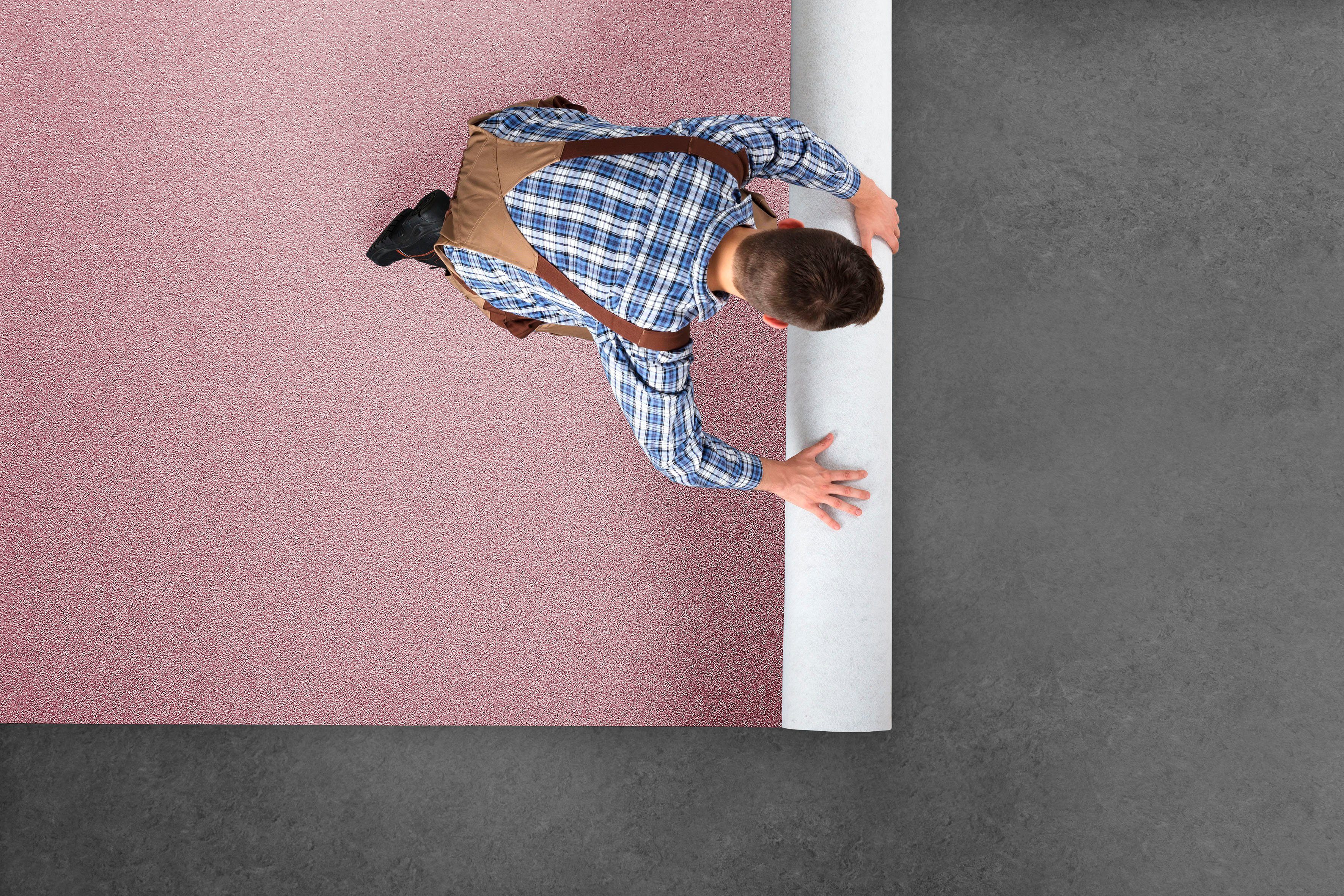 Teppichboden Coupon Velours Farben, strapazierfähig altrosa 17,5 Breite mm, pflegeleicht Pisa, Höhe: cm, 400 rechteckig, Uni Andiamo, &