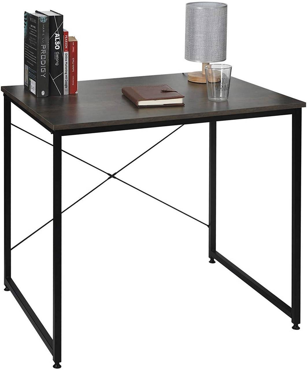 80 Eisen-Gestell, PC schwarz-rostfarbe Tisch x x cm Woltu 70 Schreibtisch 60 mit (1-St),