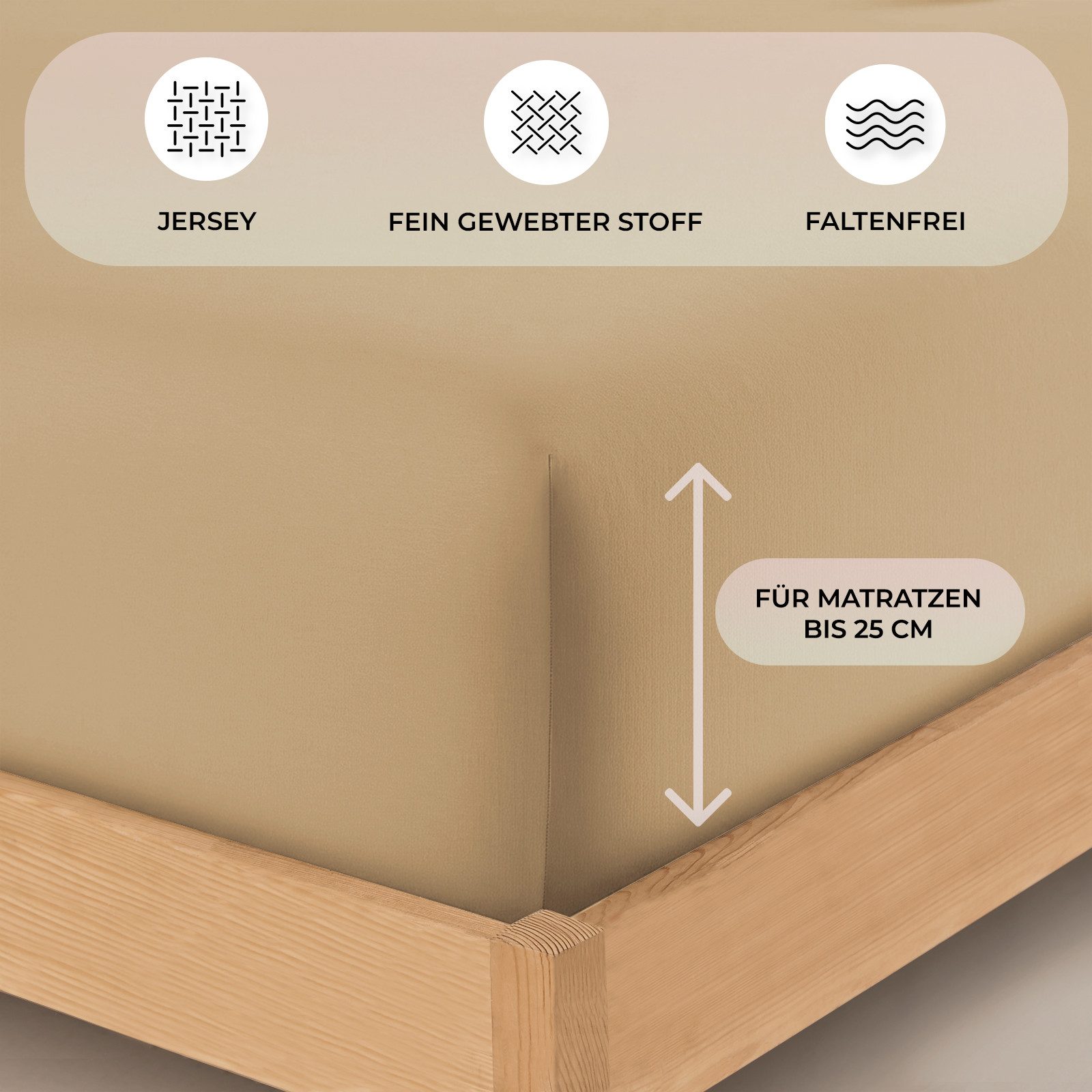 Buymax Spannbettlaken Buymax Jersey aus 100% Baumwolle, Jersey, Gummizug: Rundumgummi, (1 Stück), Pflegeleicht und Atmungsaktiv in Verschiedenen Farben und Größen