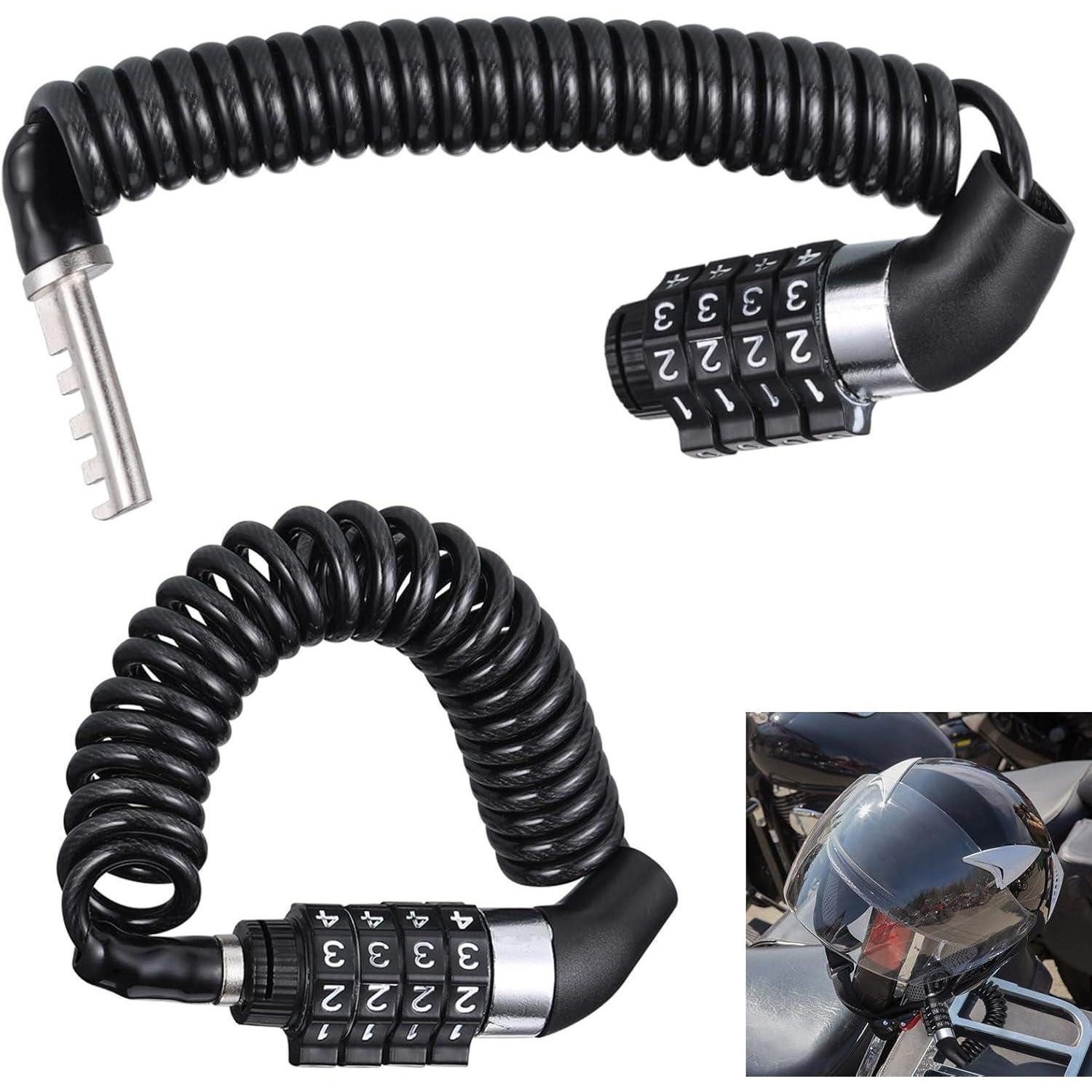LuxusKollektion Helmschloss Mini Helmschloss Set, Fahrrad Motorrad Kabelschloss mit