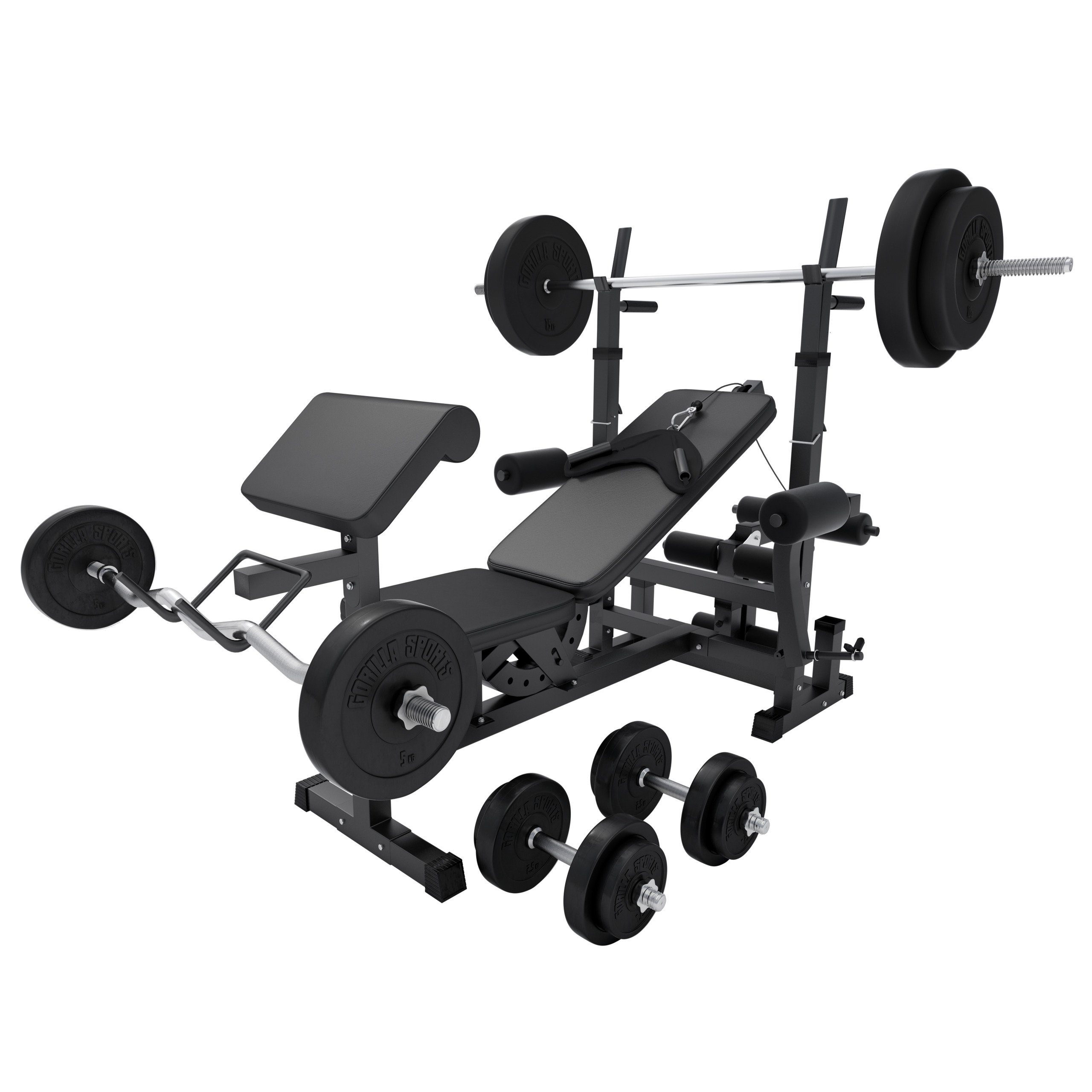 GORILLA SPORTS Kraftstation Kraftstation Universal inkl. Kunststoff Set, (27-tlg)