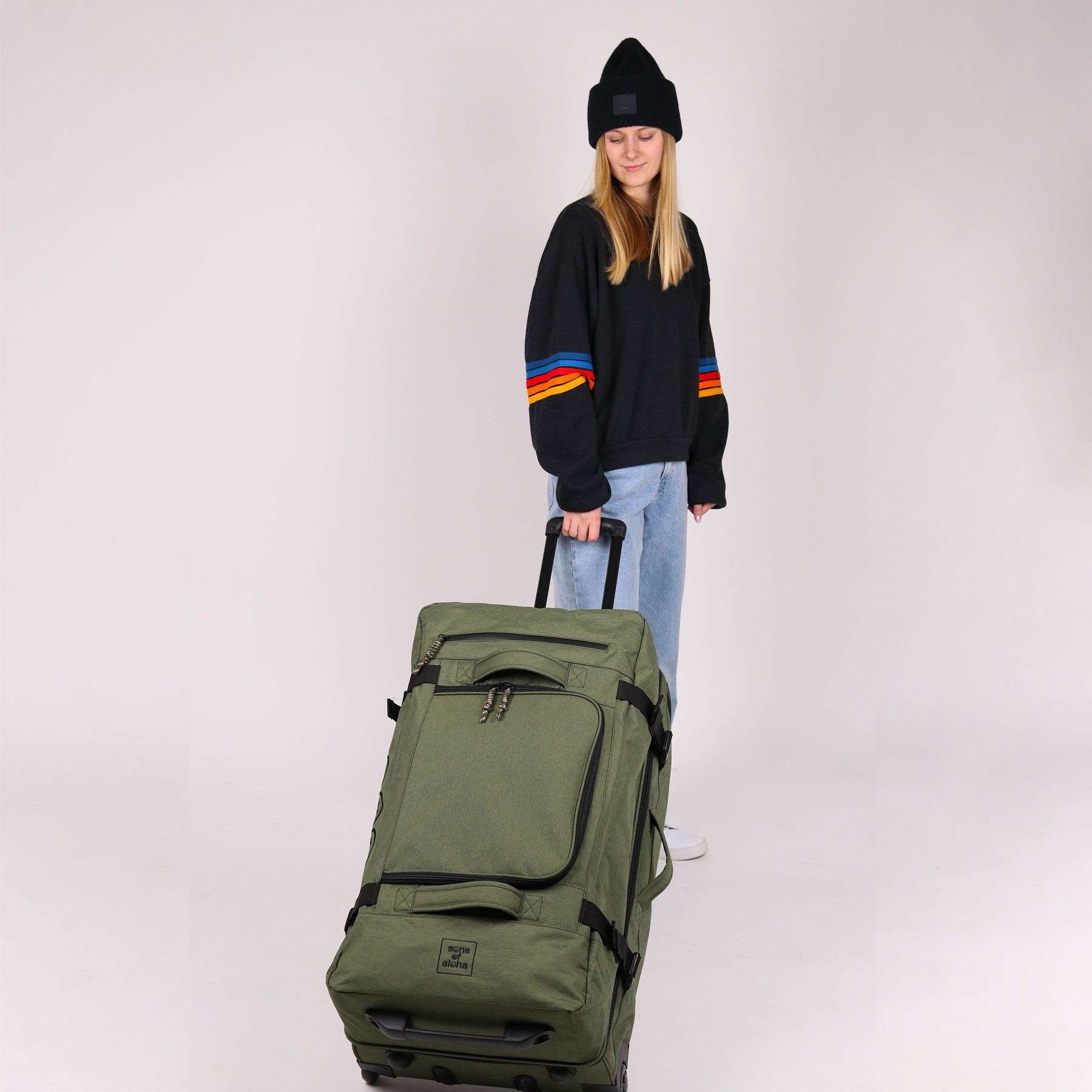 SONS OF ALOHA Koffer Reisetasche mit Rollen groß Duffle 80 cm XXL 140L, großer Roll-Koffer mit Trolleyfunktion und Volumenerweiterung