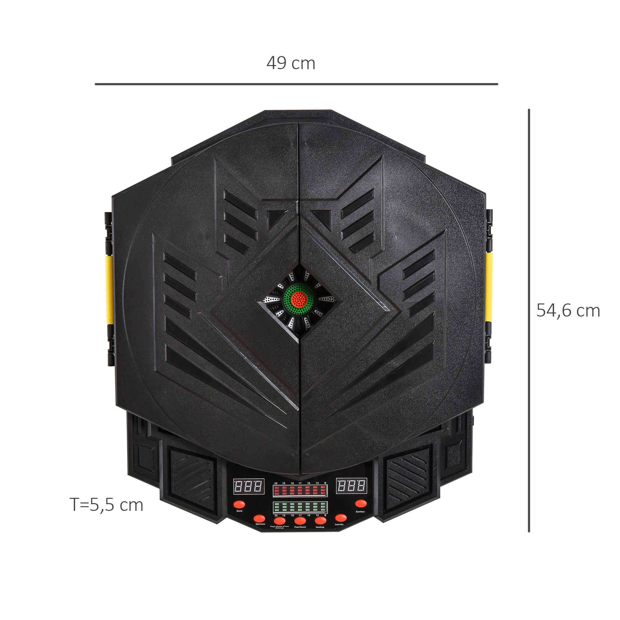 HOMCOM Dartscheibe mit Sprachansagen Englische Stimme LED-Anzeigen 12 Darts, (Dartspiel mit LCD-Anzeige, 1-tlg., Dartboard), Schwarz 49 x 54,6 x 5,5 cm – Bild 3 von 5