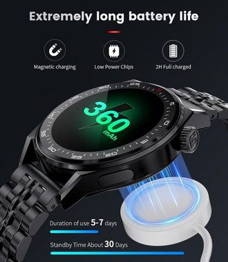 Lige Smartwatch Herren mit Telefonfunktion 1.39" HD Touchscreen Smartwatch (1.39 Zoll, Android/ iOS), Fitnessuhr Tracker, Schrittzähler, 360mAh Schlafmonitor, Smartwatch