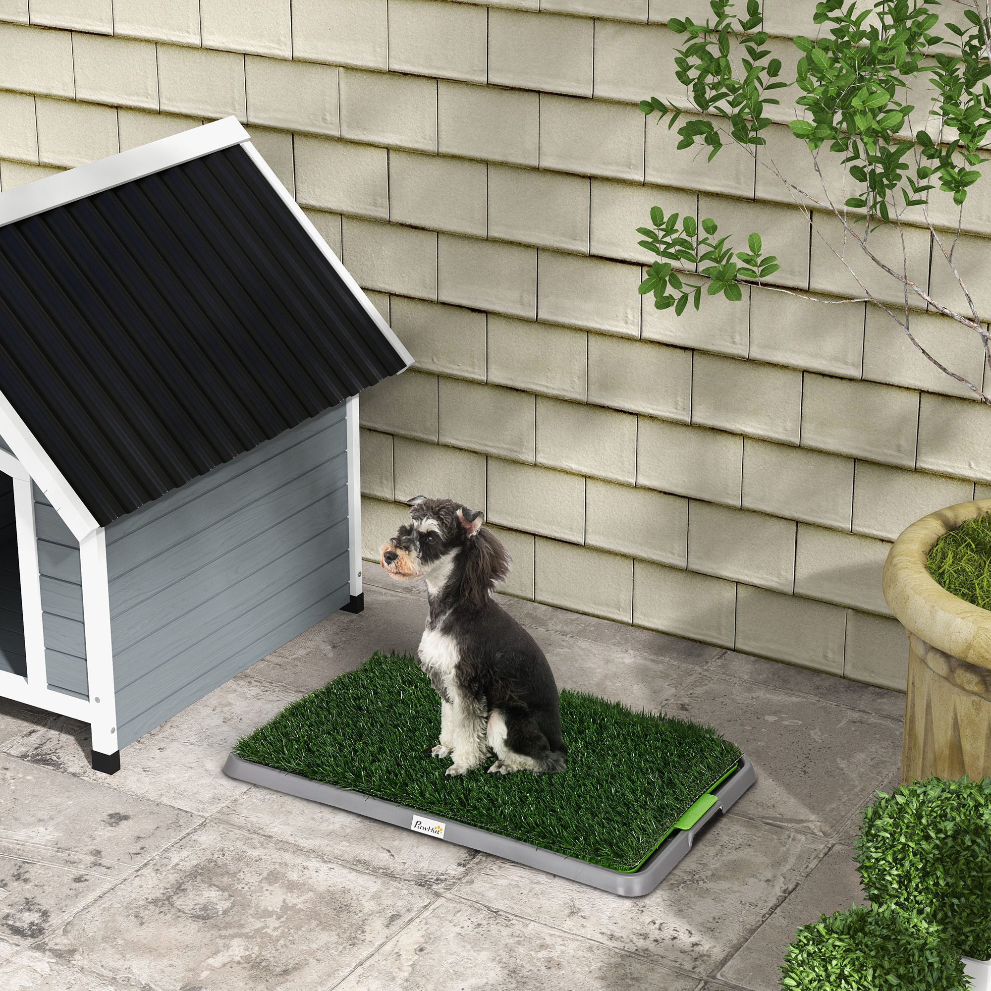 PawHut Hundetoilette Hundeklo mit Gras Welpentoilette mit 2 austauschbaren Kunstrasen, für Hunde, Grün