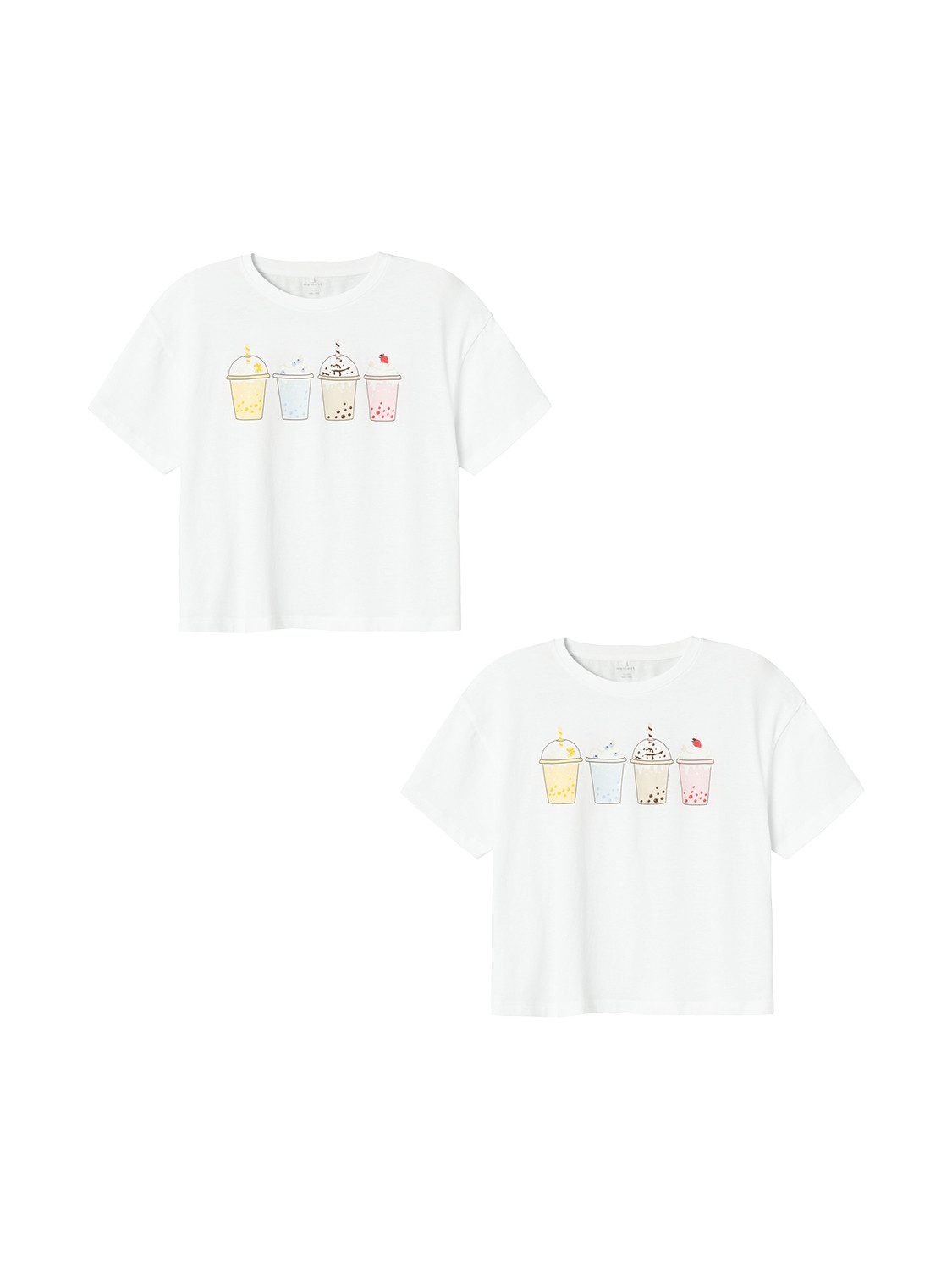 Name It T-Shirt T-Shirt 2er-Set Print Design Kurzarm lockeres Oberteil (2-tlg) 7533 in Weiß