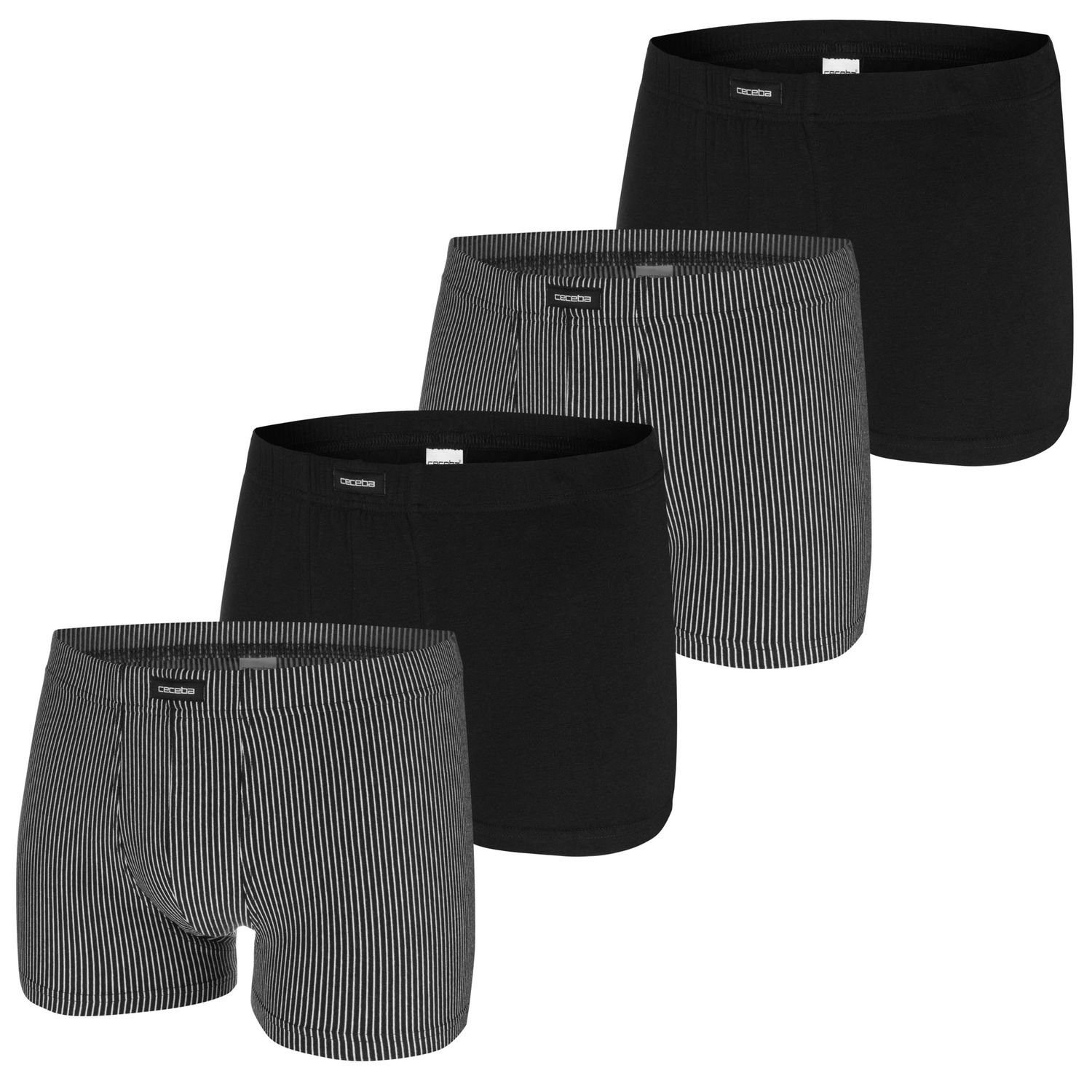 CECEBA Boxershorts (4-St) Pants mit Modal, natürlich, weich, atmungsaktiv, im 4er Pack schwarz gestreift