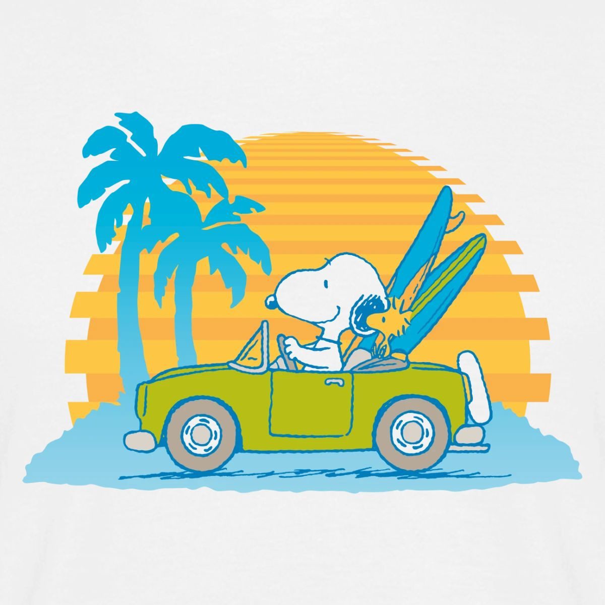 Spreadshirt T-Shirt Peanuts Snoopy Cabrio Urlaub Am Strand Männer T-Shirt (1-tlg)
