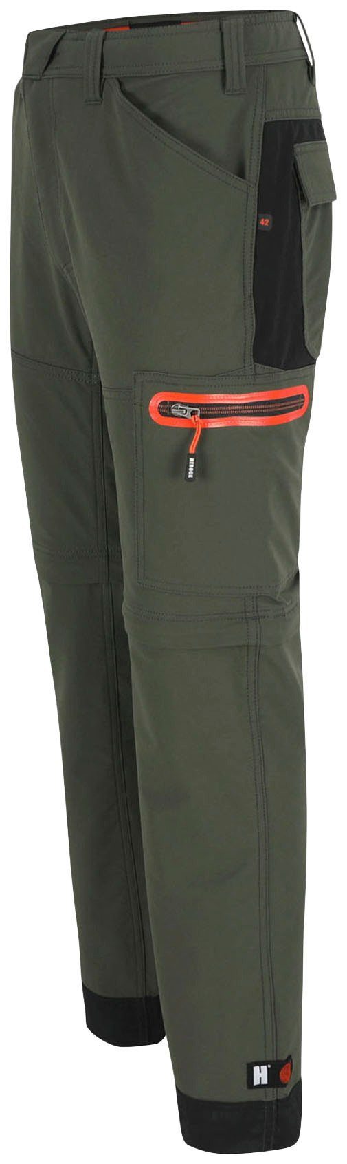 Herock Arbeitshose Tornado Zip Off einem in dunkel 4-Wege-Funktions-Stretch, und Bermuda Multi-Pocket khaki in Hose