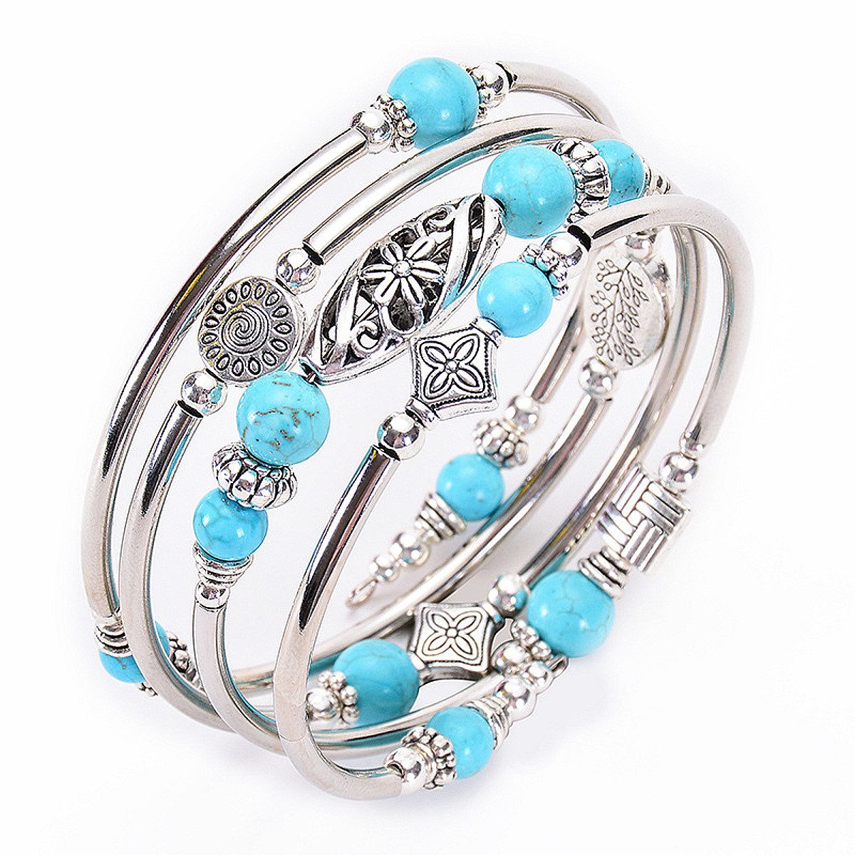 KARMA Armband Mehrreihig Silber Türkis Damenarmband günstig online kaufen