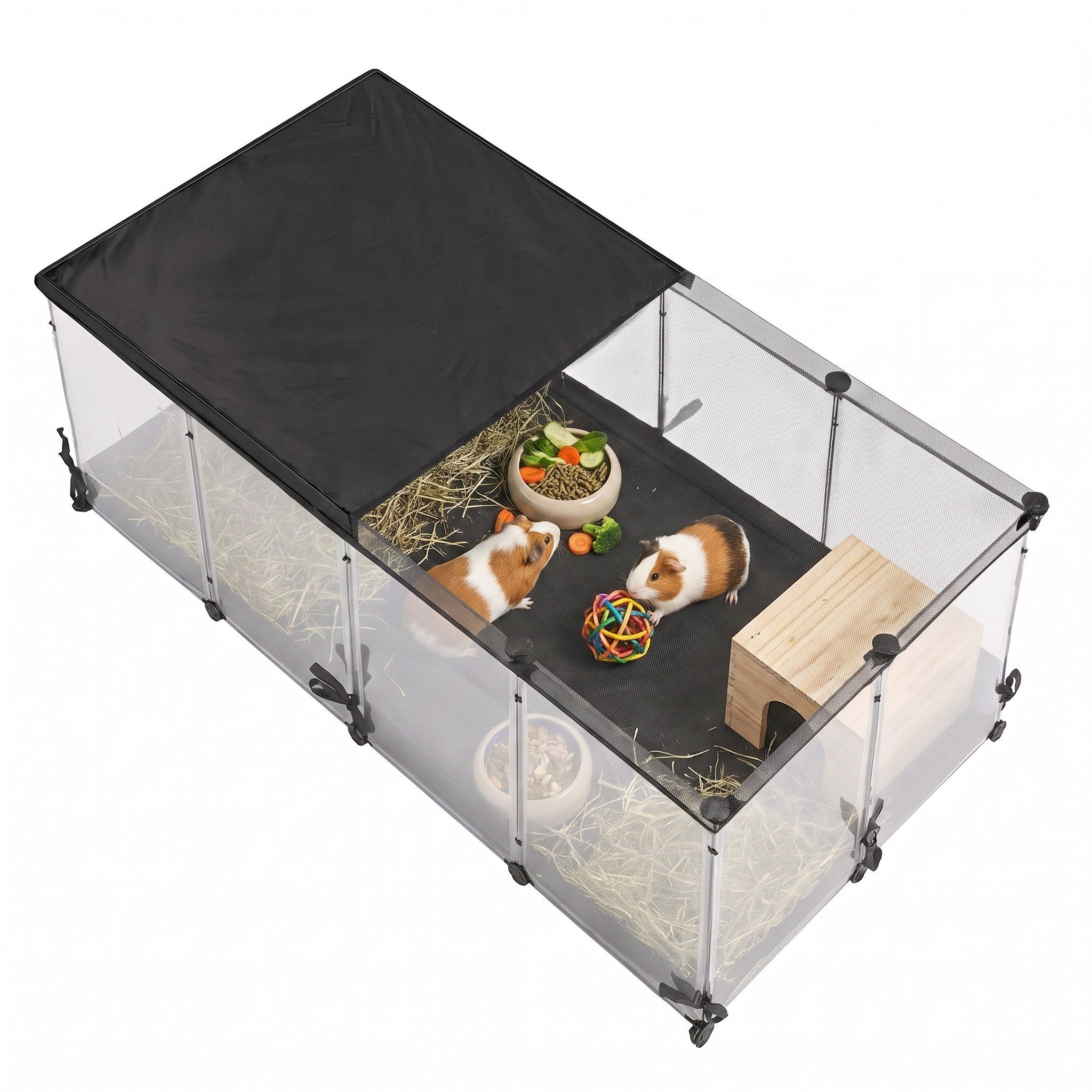 SONGMICS Kleintierkäfig Kleintiergehege, atmungsaktiv, wasserresistentes Gewebe unten, Kaninchenstall innen, Meerschweinchen Käfig, Frettchen, 120x60x40 cm