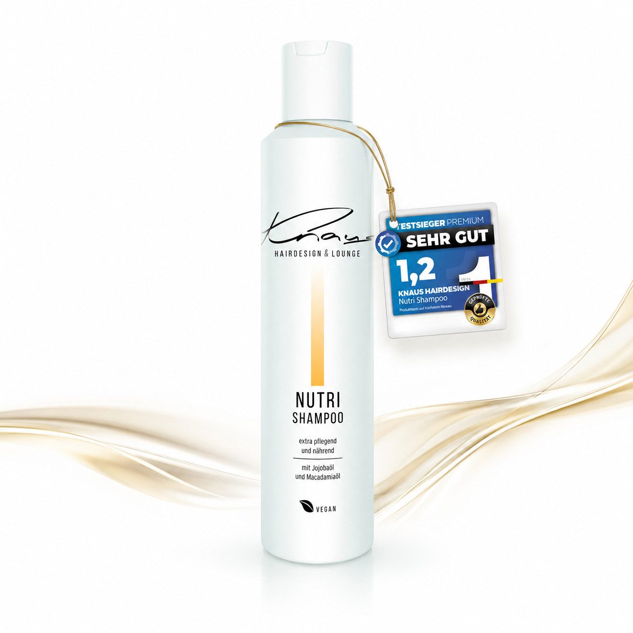 Knaus Hairdesign Haarshampoo NUTRI Shampoo, mit Jojoba-Öl für kräftiges und trockenes Haar, Maximale Feuchtigkeitsbindung. Kaltgepresstes Jojoba- & Macadamia-Öl