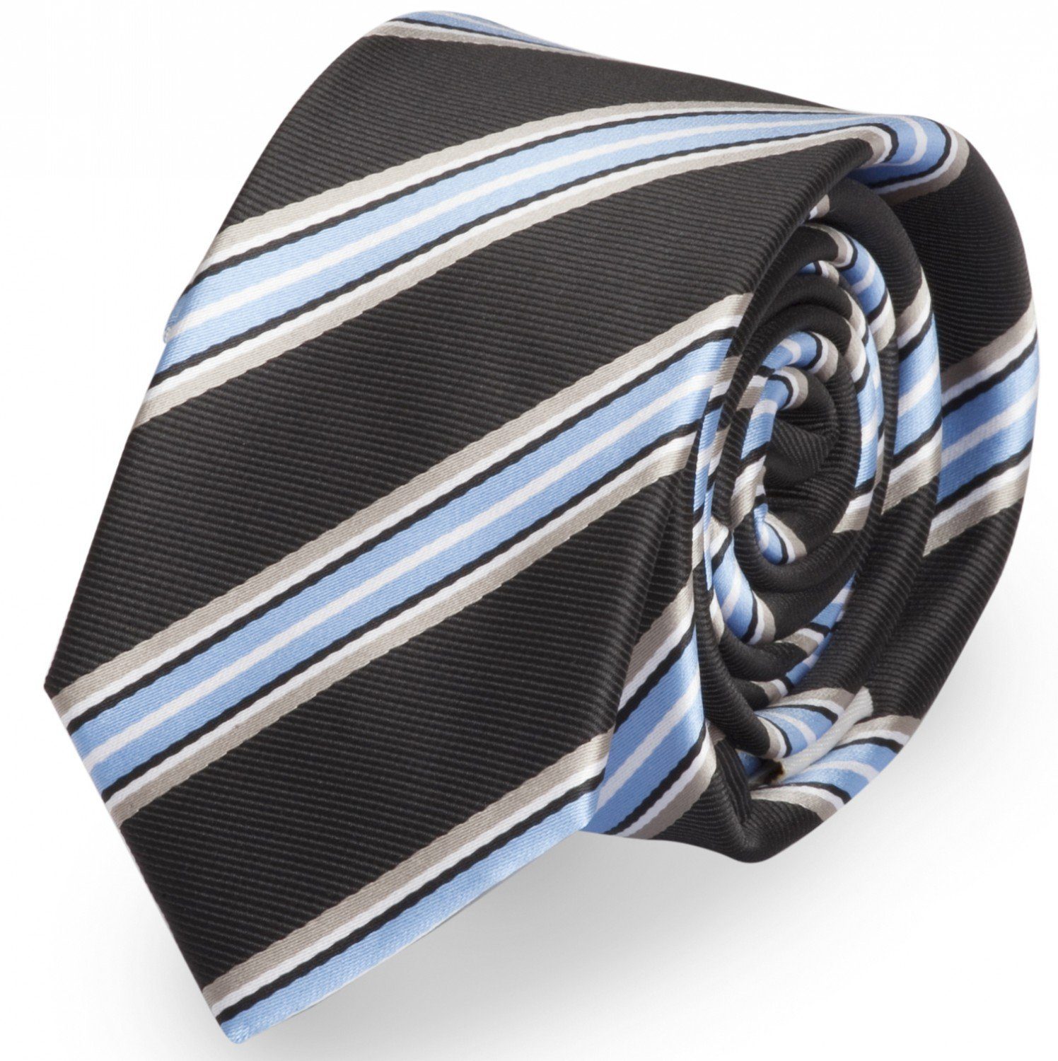 Breite oder Box, Breit 8cm Fabio - Gestreift) Krawatte (ohne Krawatte Farini mit (8cm), gestreifte Blau/Grau/Schwarz/Weiß in Streifen Tie 6cm Herren