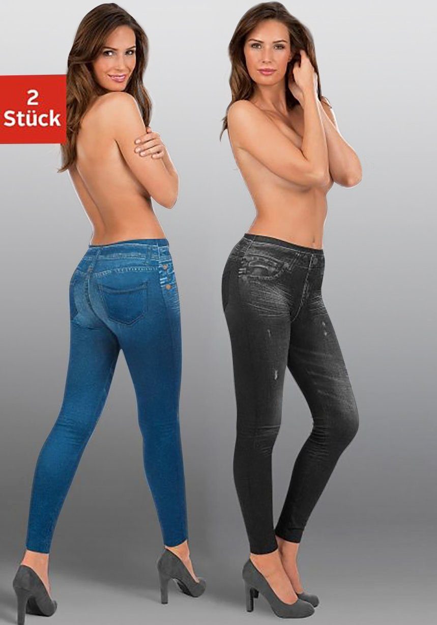 Jeansleggings (2er-Pack) mit aufgedruckter Jeansoptik online kaufen | OTTO