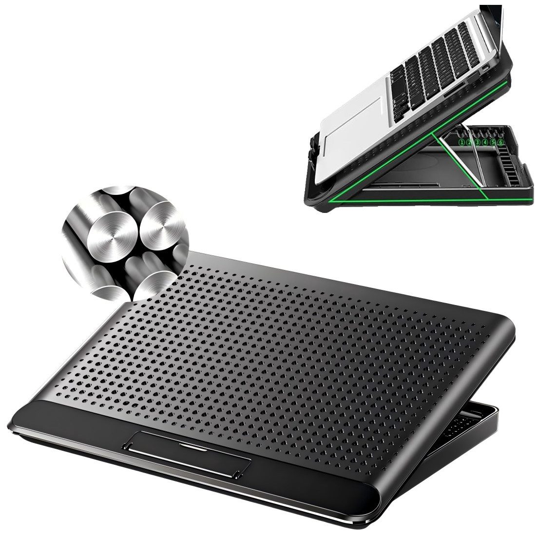 Toomoke Notebook-Kühler Notebook-Kühler,Laptop Kühler,6 Höhenverstellbar & Cooler Ständer, geeignet für Laptops bis 17 Zoll,6 Ventilatoren,Aluminiumlegierung