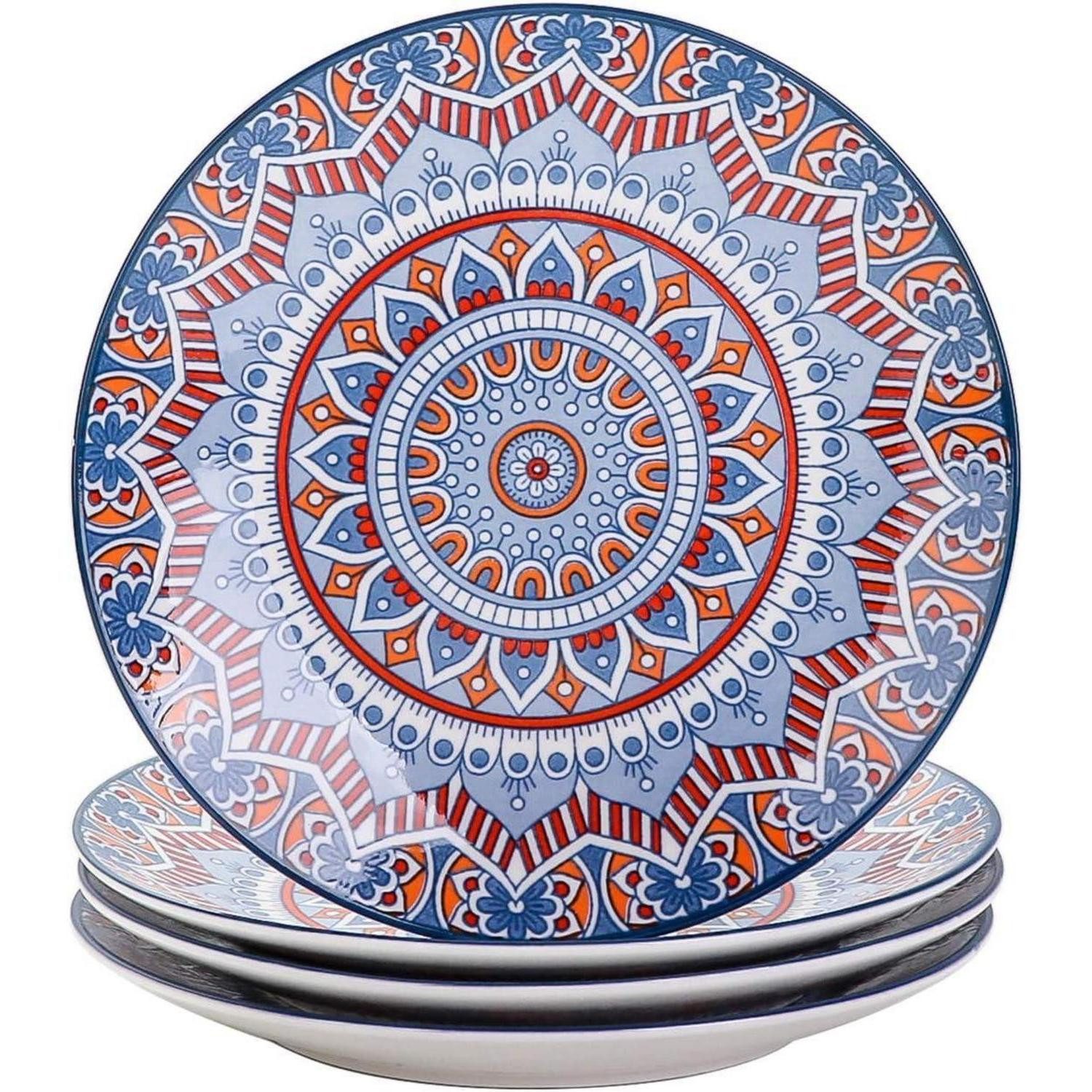 LuxusKollektion Kuchenteller Kuchenteller Dessertteller Porzellan 4pcs Dessertteller Mandala-türkis