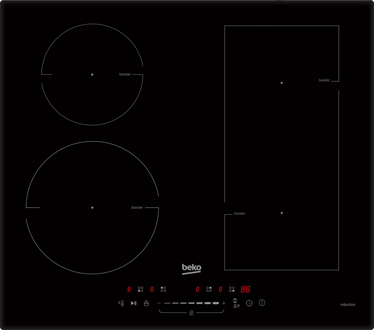 BEKO Flex-Induktions-Kochfeld HII 64500 FTO, Stop&Go – Pause drücken und später genau dort weitermachen
