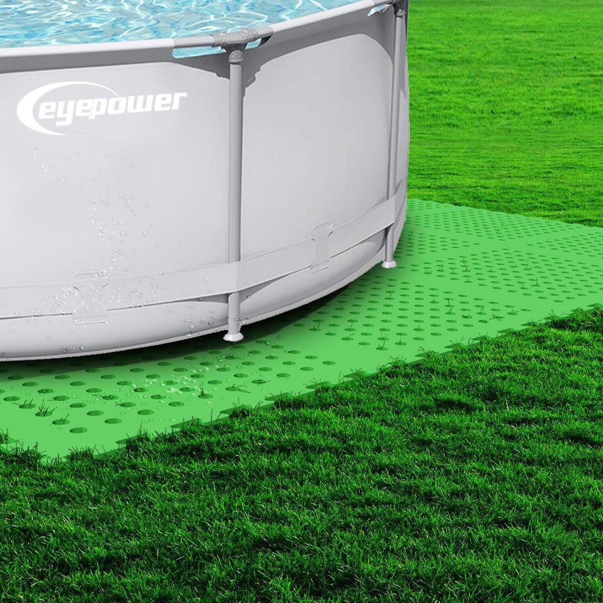 eyepower Bodenmatte Poolmatte Bodenmatte 1,59qm Bodenfliese Pool, rutschfest Stecksystem für Grün