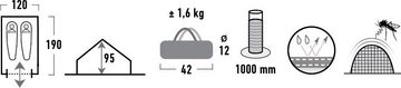High Peak Hauszelt Minipack, Personen: 2 (Set, mit Transporttasche)
