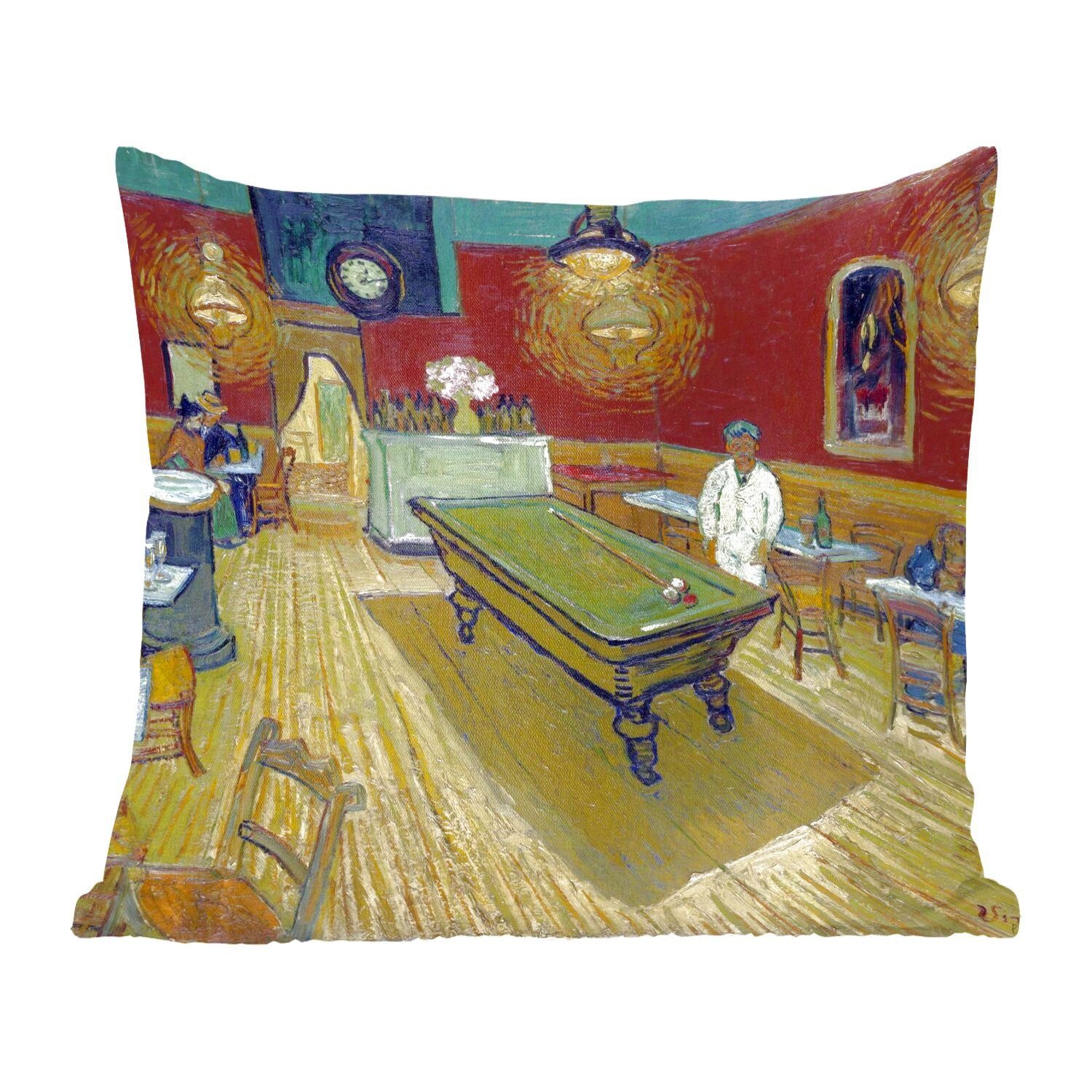 MuchoWow Dekokissen Das Nachtcafé - Vincent van Gogh, Zierkissen mit Füllung für Wohzimmer, Schlafzimmer, Deko, Sofakissen
