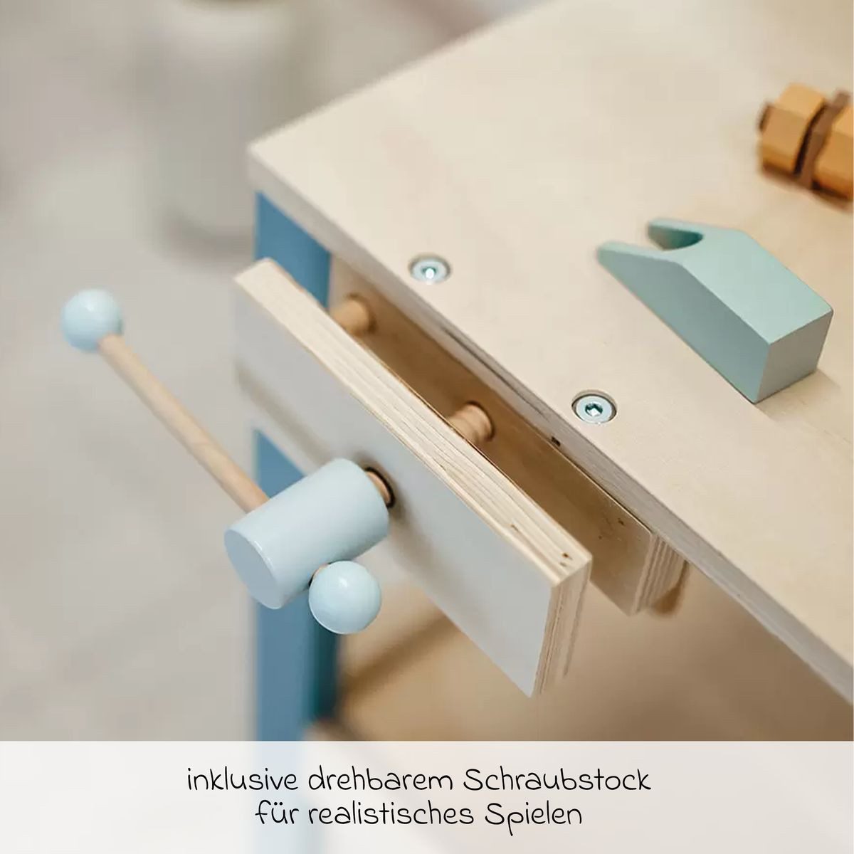 kindsgard Steckspielzeug Tinka - Blau, Kinderwerkbank Spielwerkbank Kinder Werkzeugbank