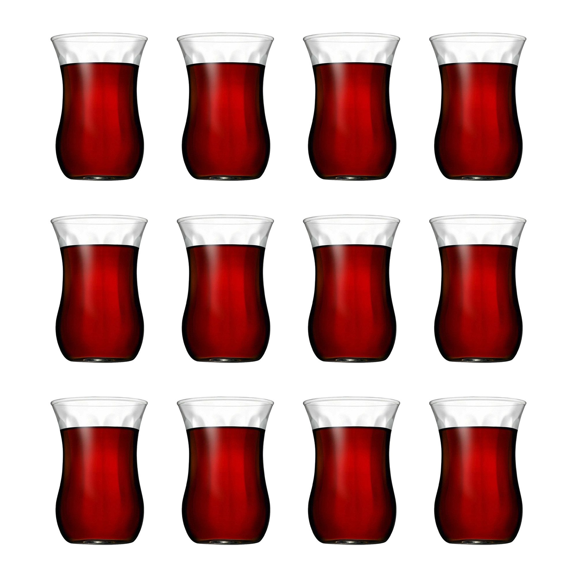 Pasabahce Gläser-Set Üsküdar Teegläser-Set, 12-tlg., Glas, 120ml, 12er Set – ideal für Familie, Gäste oder Gastronomiebetrieb