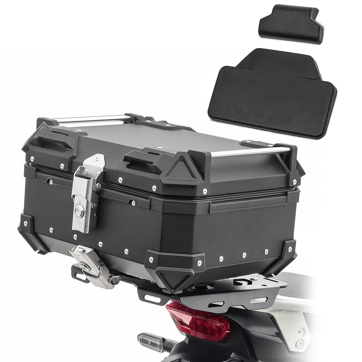 Topcase Set Motorrad Aluminium Topcase 22L + Sozius Rückenpolster # XB22 Alu T