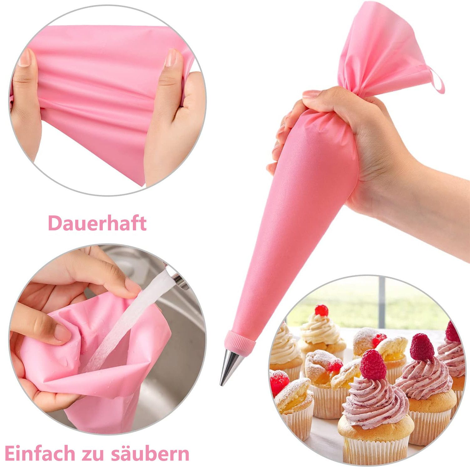 REDOM Spritzbeutel Spritztüllen Set Tortendekorationsset (40-tlg., mit Edelstahltüllen Silikon Spritzbeutel Einwegbeuteln Kupplungen usw) für Cupcakes Kuchen Gebäck Buttercreme Zuckerguss Sahne Marmelade usw.
