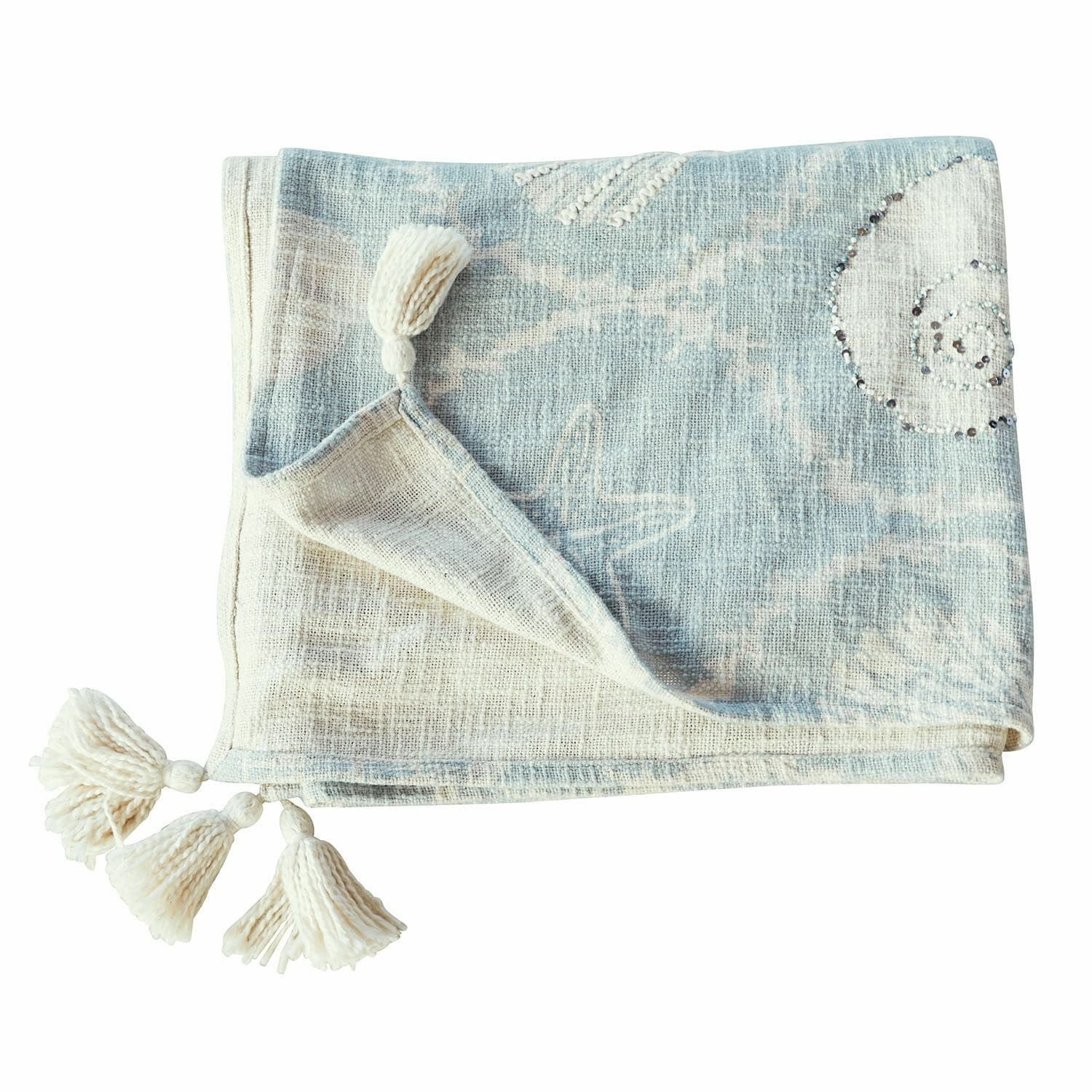 Mirabeau Tagesdecke Plaid Calerand weiß/blau
