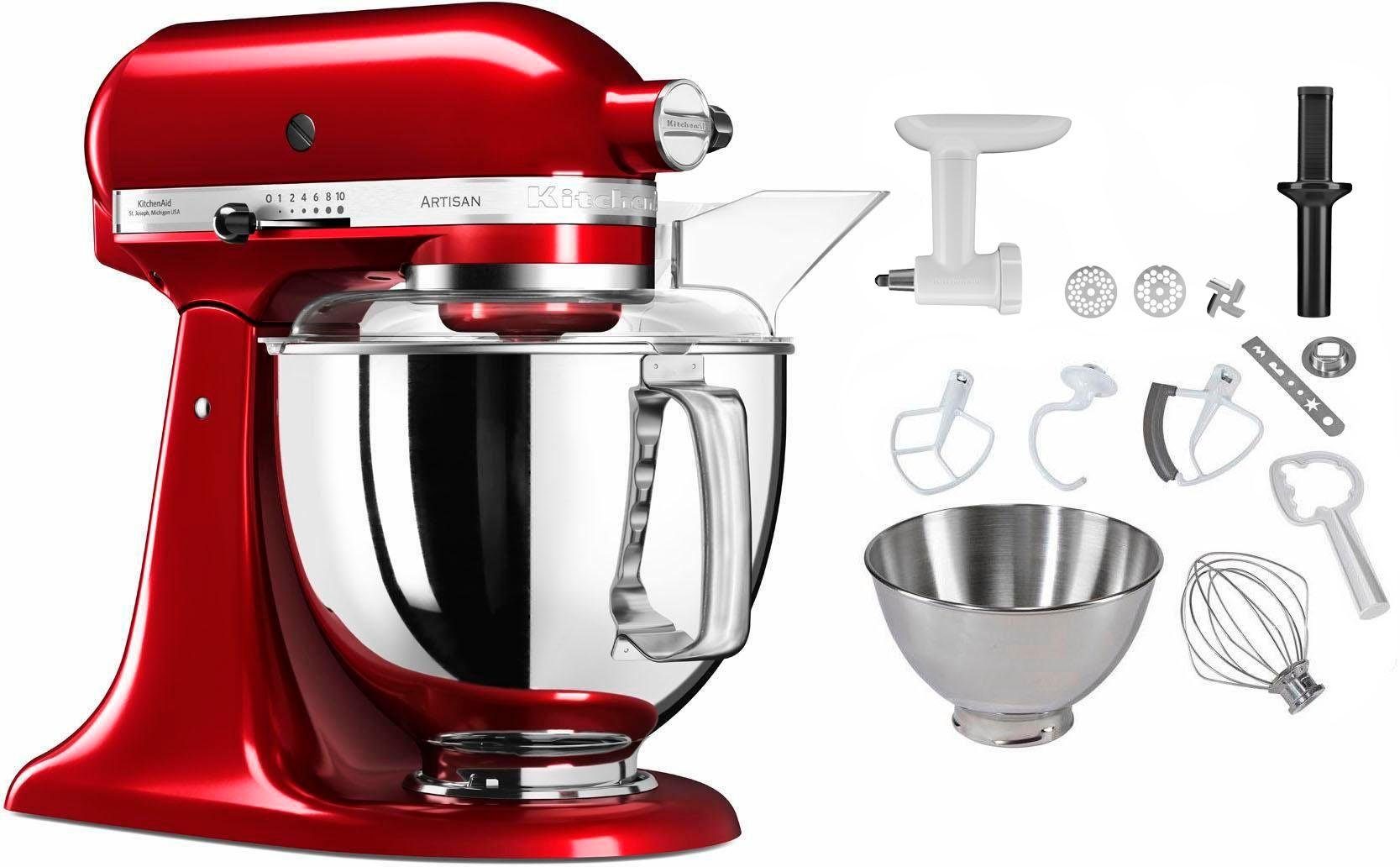 KitchenAid Küchenmaschine 5KSM175PSECA LIEBESAPFEL-ROT, 300 W, 4,8 l  Schüssel, mit Gratis Fleischwolf+Spritzgebäckvorsatz (