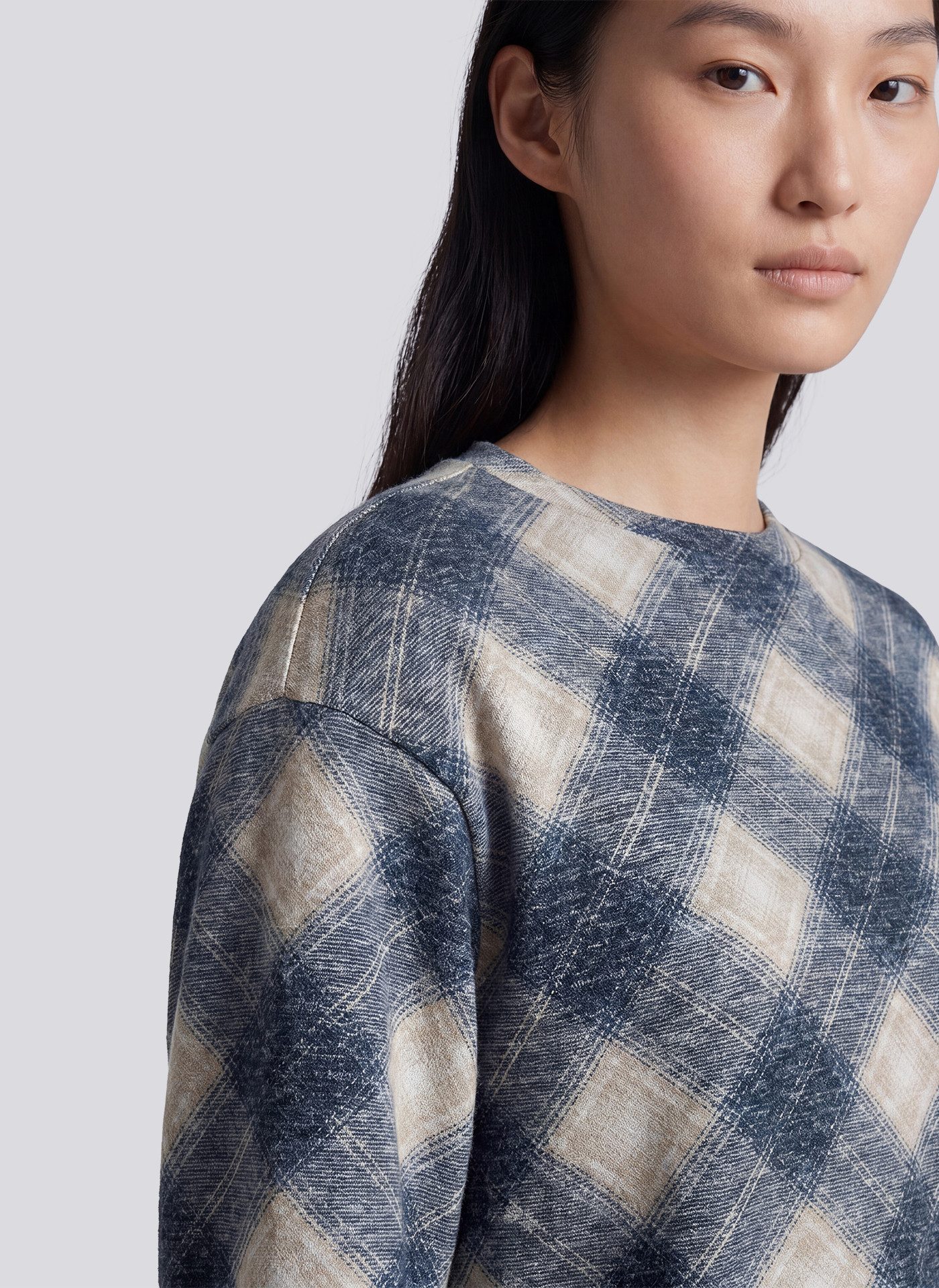 Rabe Langarmshirt im Karo-Look und mit Viskose/Stretch – Bild 2 von 5