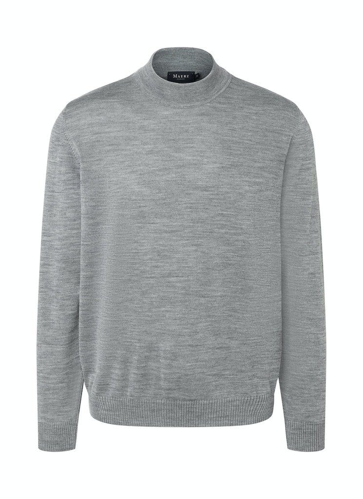 MAERZ Muenchen Strickpullover He.Pullover 544 1/1 / Mercury Stehkragen MAERZ Arm Grey Pullover 